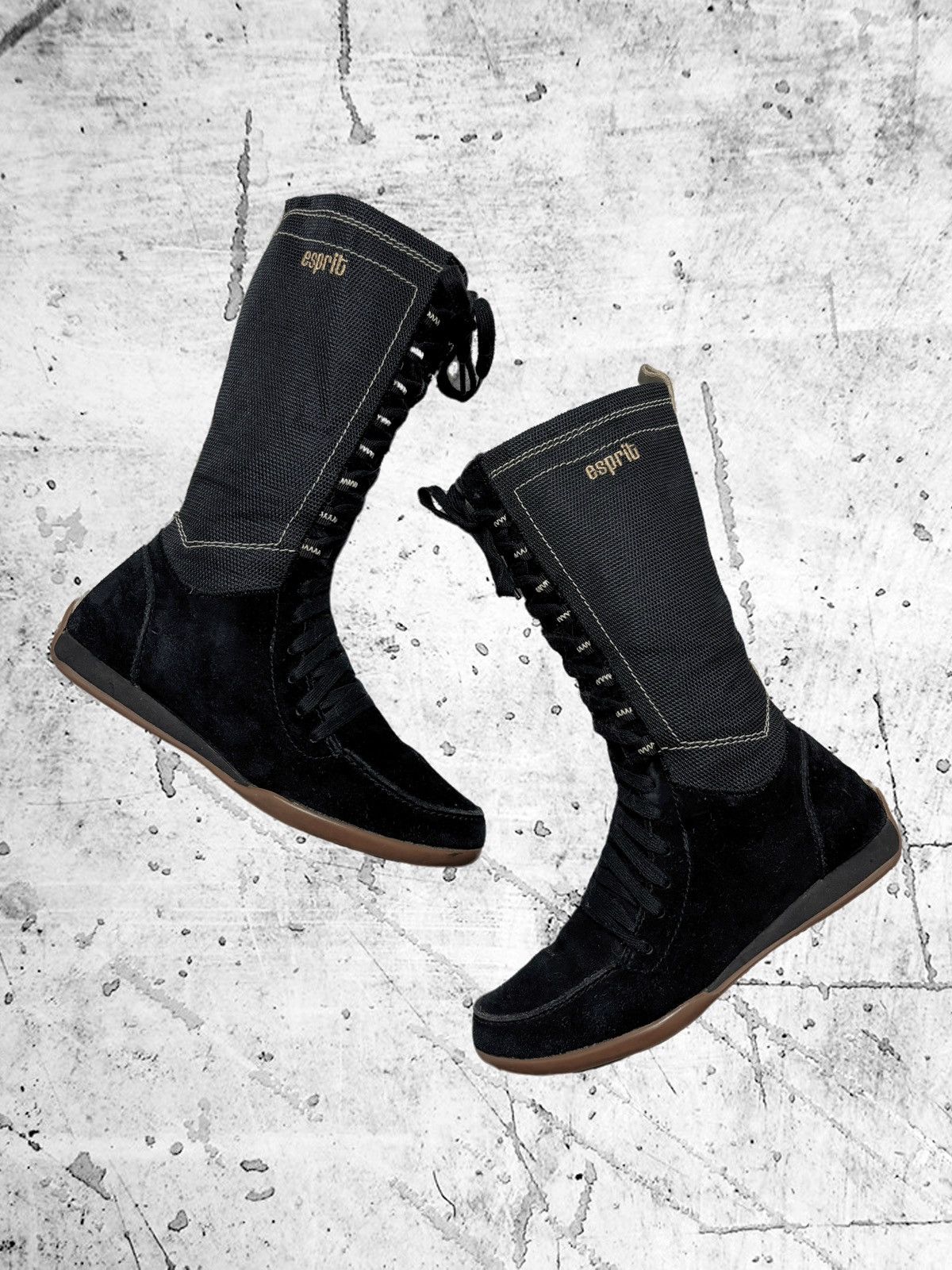 Esprit 🔥 Cool Hi-Top ESPRIT black laced boots Japanese style Size US 6 / IT 36 - 3 Thumbnail