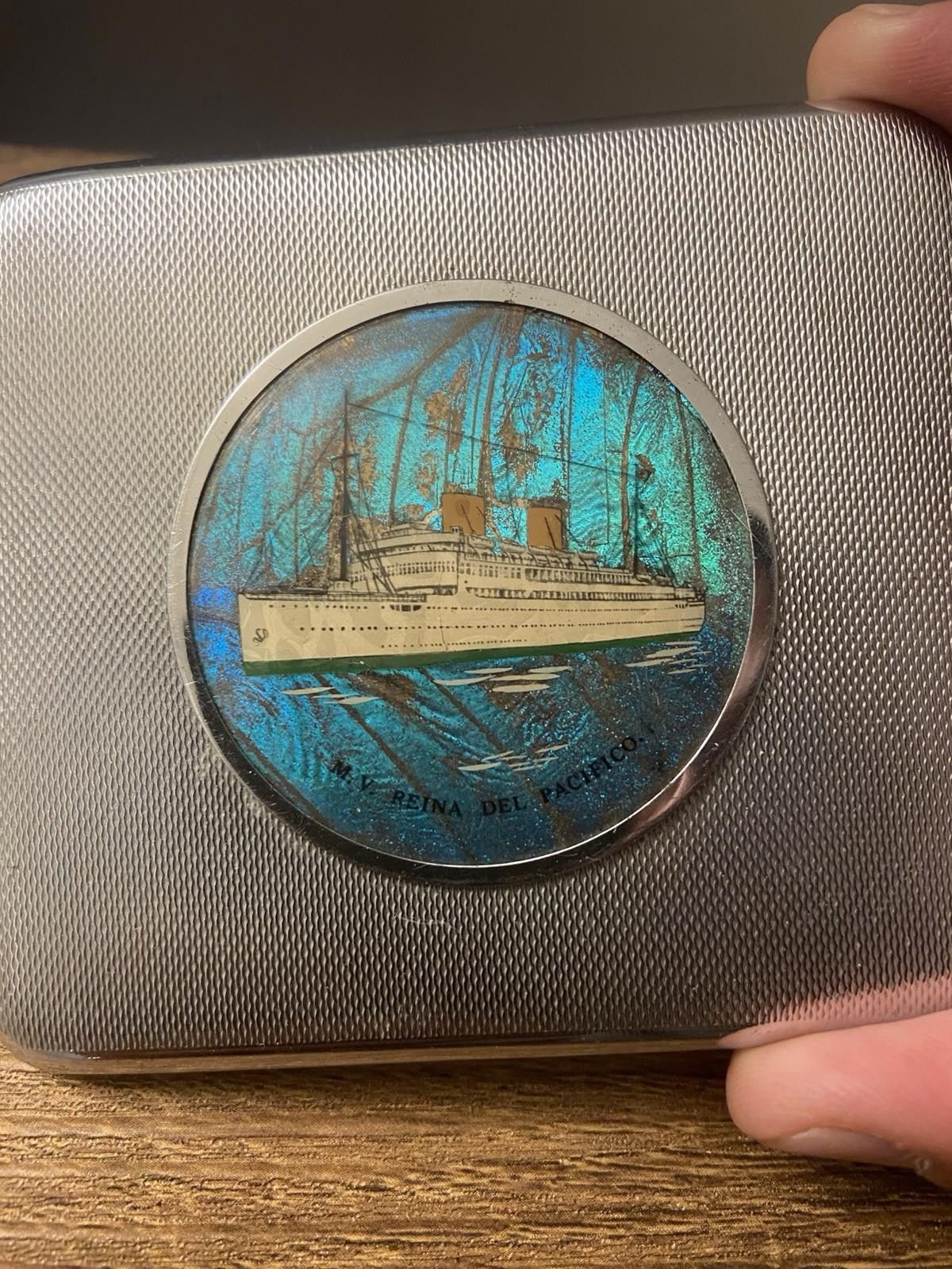 Other Vtg Blue Morpho Butterfly Chrome Silver Ship Cigarette Case Size ONE SIZE - 1 Thumbnail