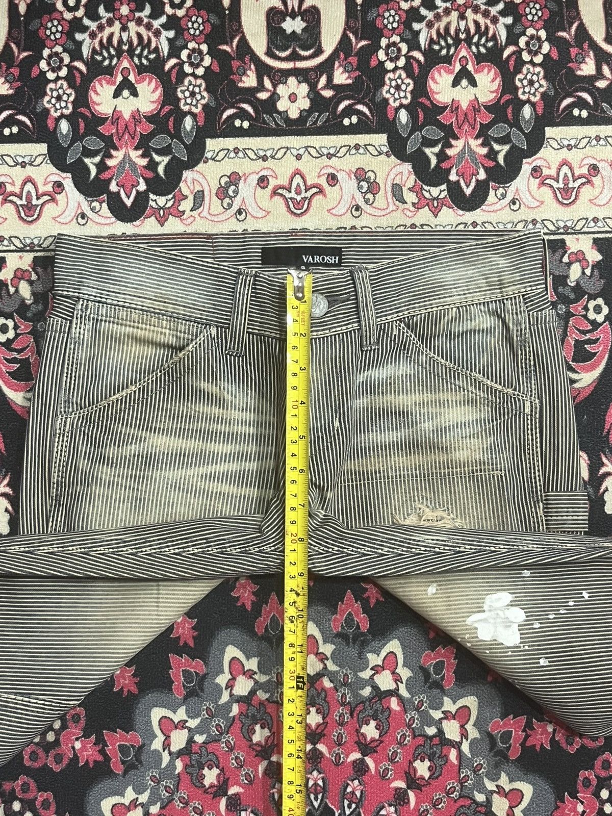 Japanese Brand American Varosh Pinstripe Double Knee Ripped Flared Jeans Size 28" / US 6 / IT 42 - 13 Thumbnail