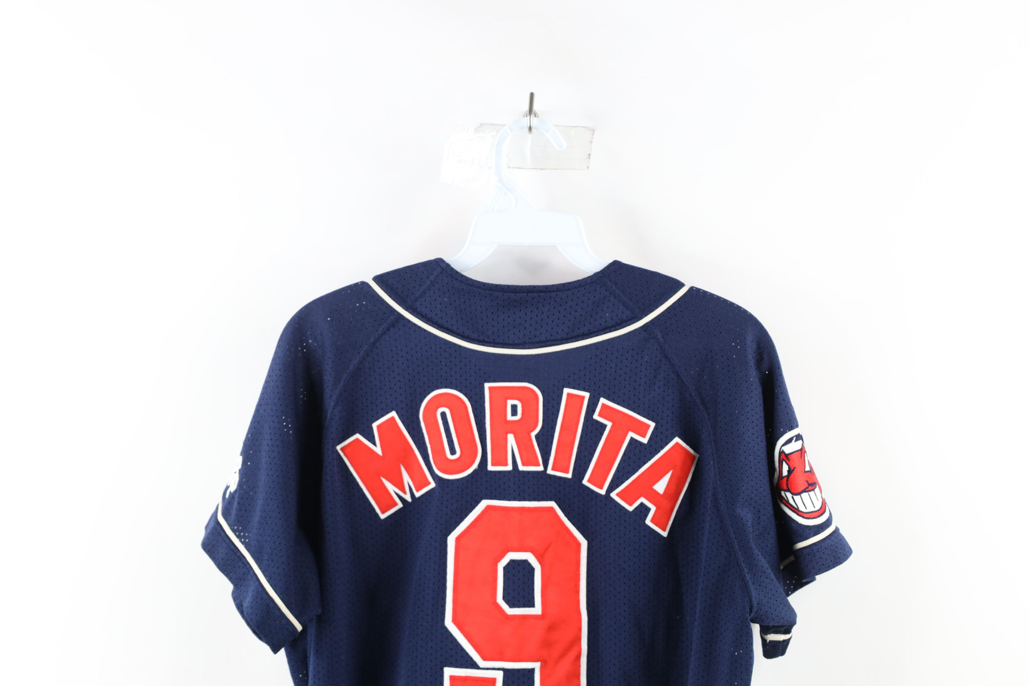 Mizuno × Vintage Vintage 90s Mizuno Cleveland Indians Baseball Jersey Blue #9 Size US S / EU 44-46 / 1 - 12 Thumbnail