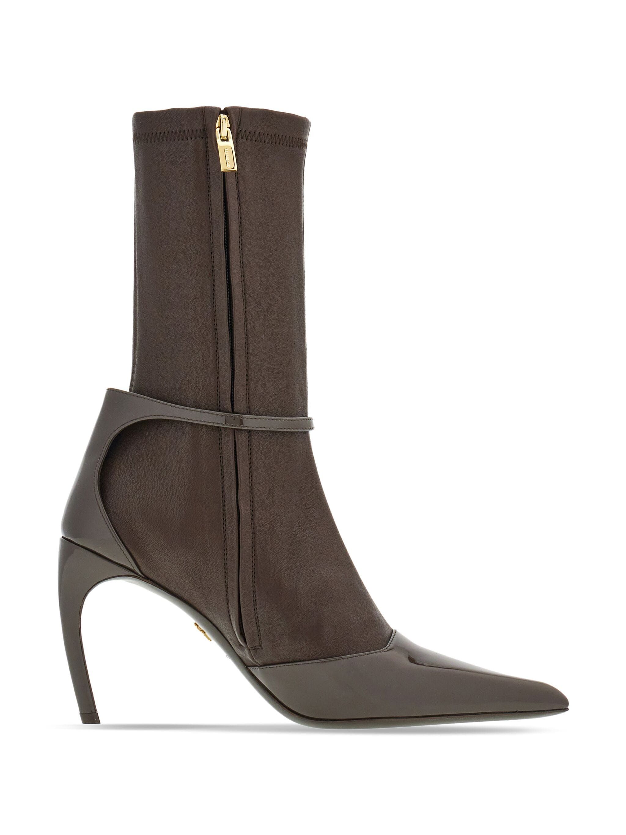 o1s1rm0924 85mm Pointed Ankle Boots in Dark Brown