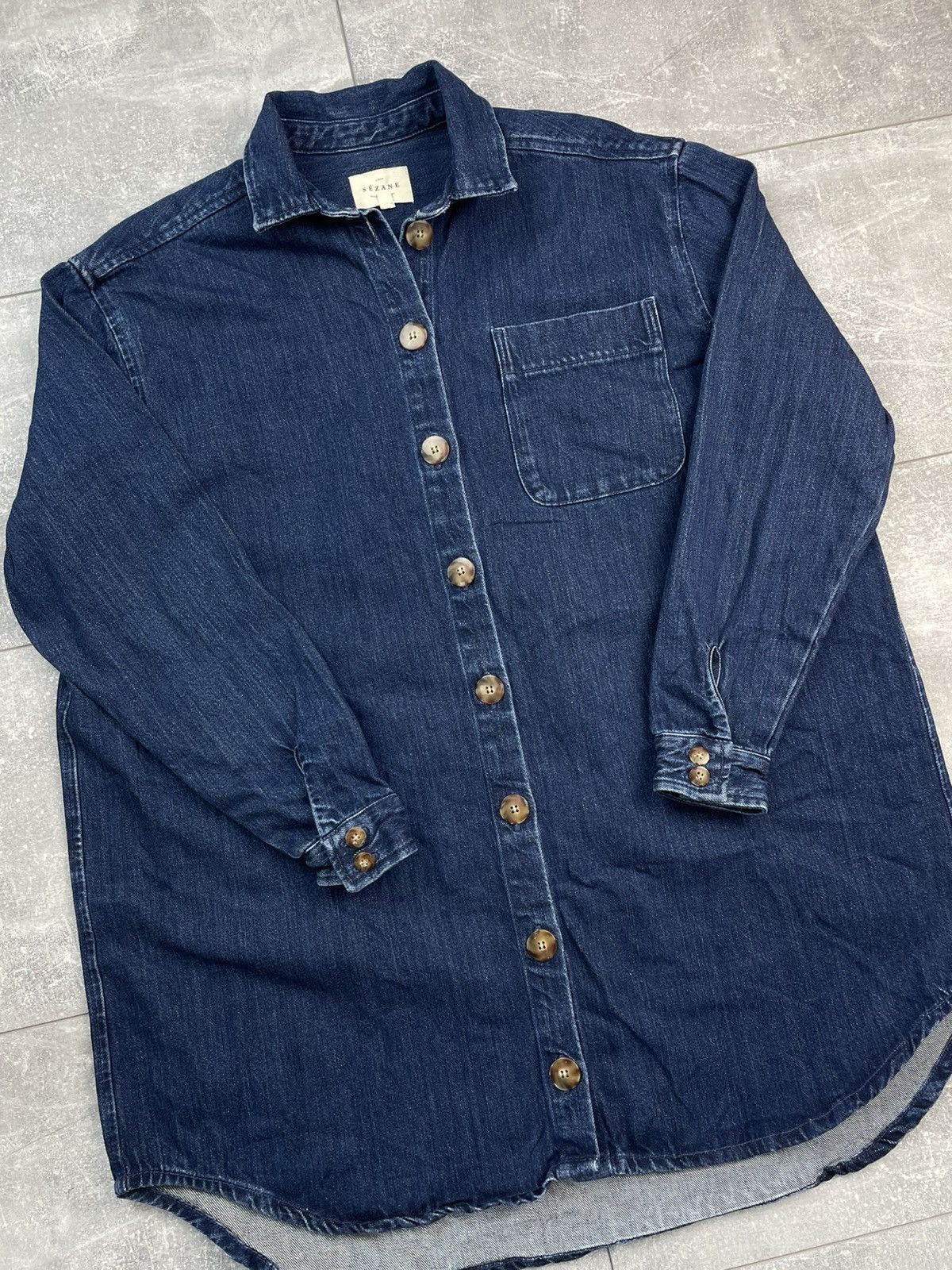 Sezane Sezana Denim Jacket Chore Coat Size XS / US 0-2 / IT 36-38 - 3 Thumbnail