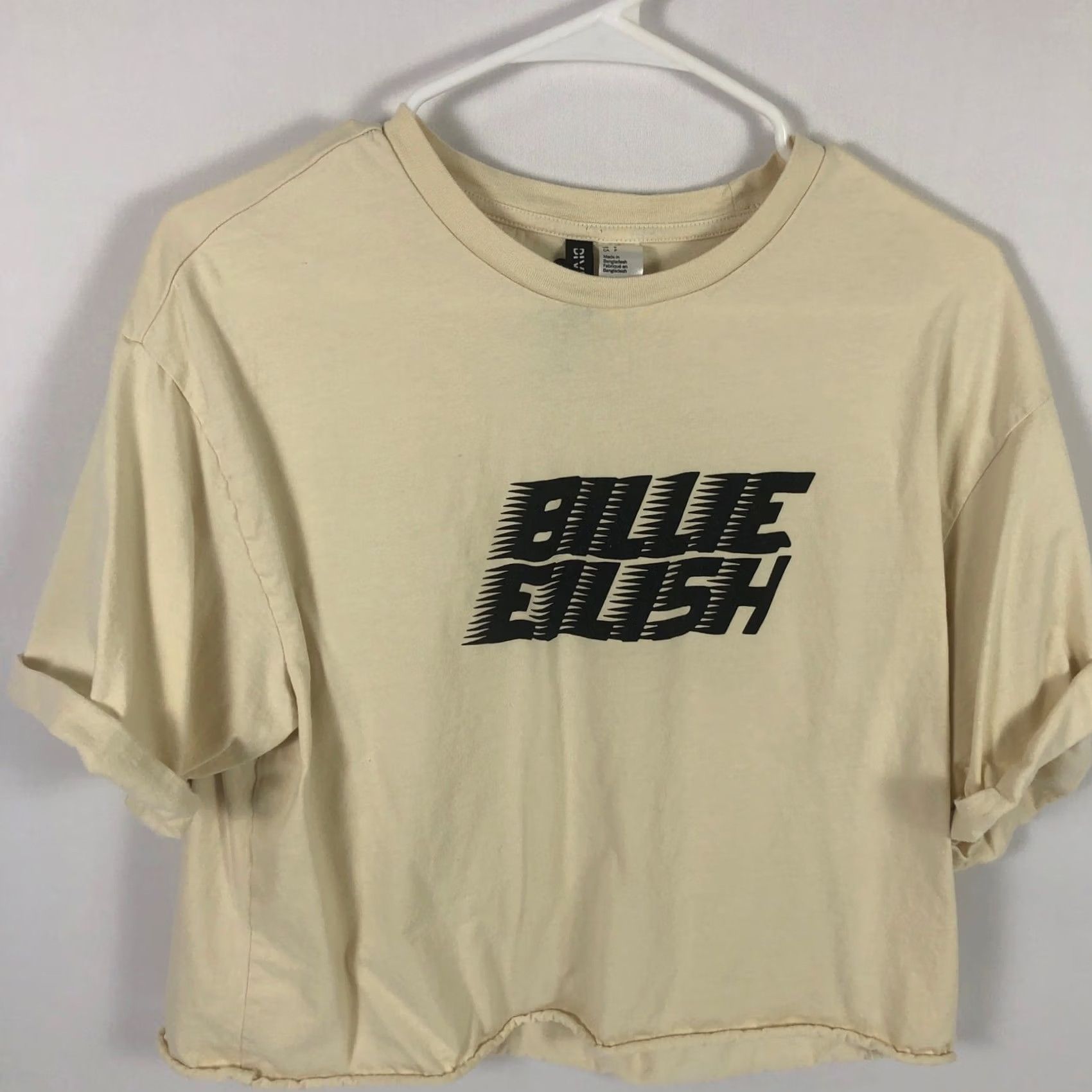 H&M Billie Eilish x H&M Neutrals Boxy Tan Crop T-Shirt Size S Womens T-Shirt Brown Short Sleeve Crop Top 20 in Chest 20 in Length Size S / US 4 / IT 40 - 3 Thumbnail