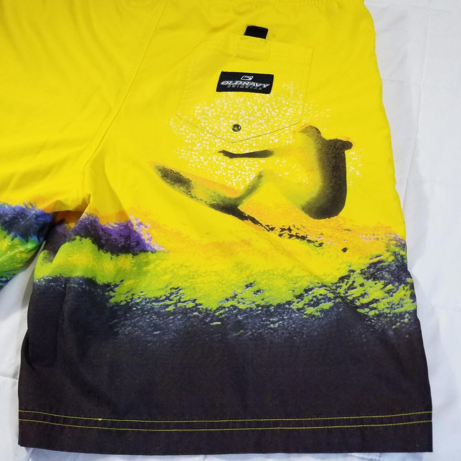 Old Navy Old School Navy Yellow Surfer Swim Shorts Large Size US 34 / EU 50 - 10 Thumbnail