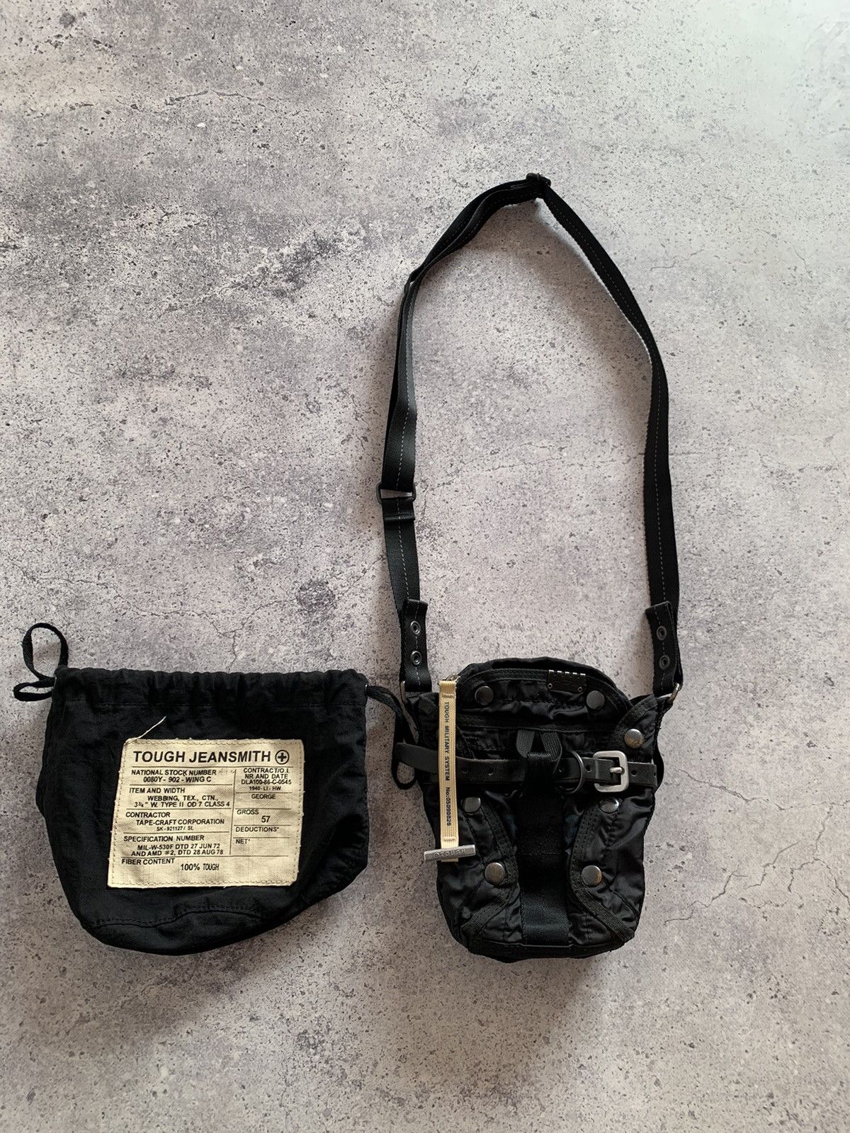 image of Tough Jeansmith Military Surplus Messenger Bag in Black, Men's
