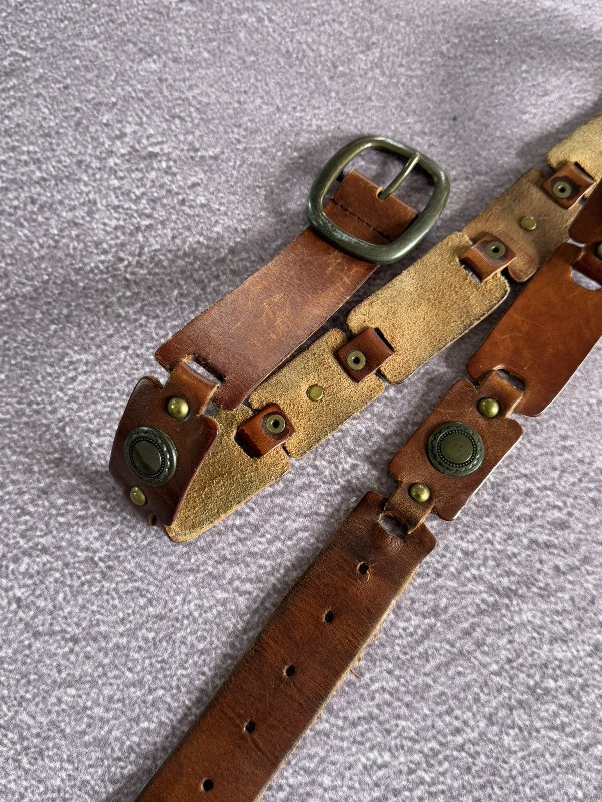 If Six Was Nine Vintage Brown Leather Glamour 00s Western Vibe Belt Size ONE SIZE - 3 Thumbnail
