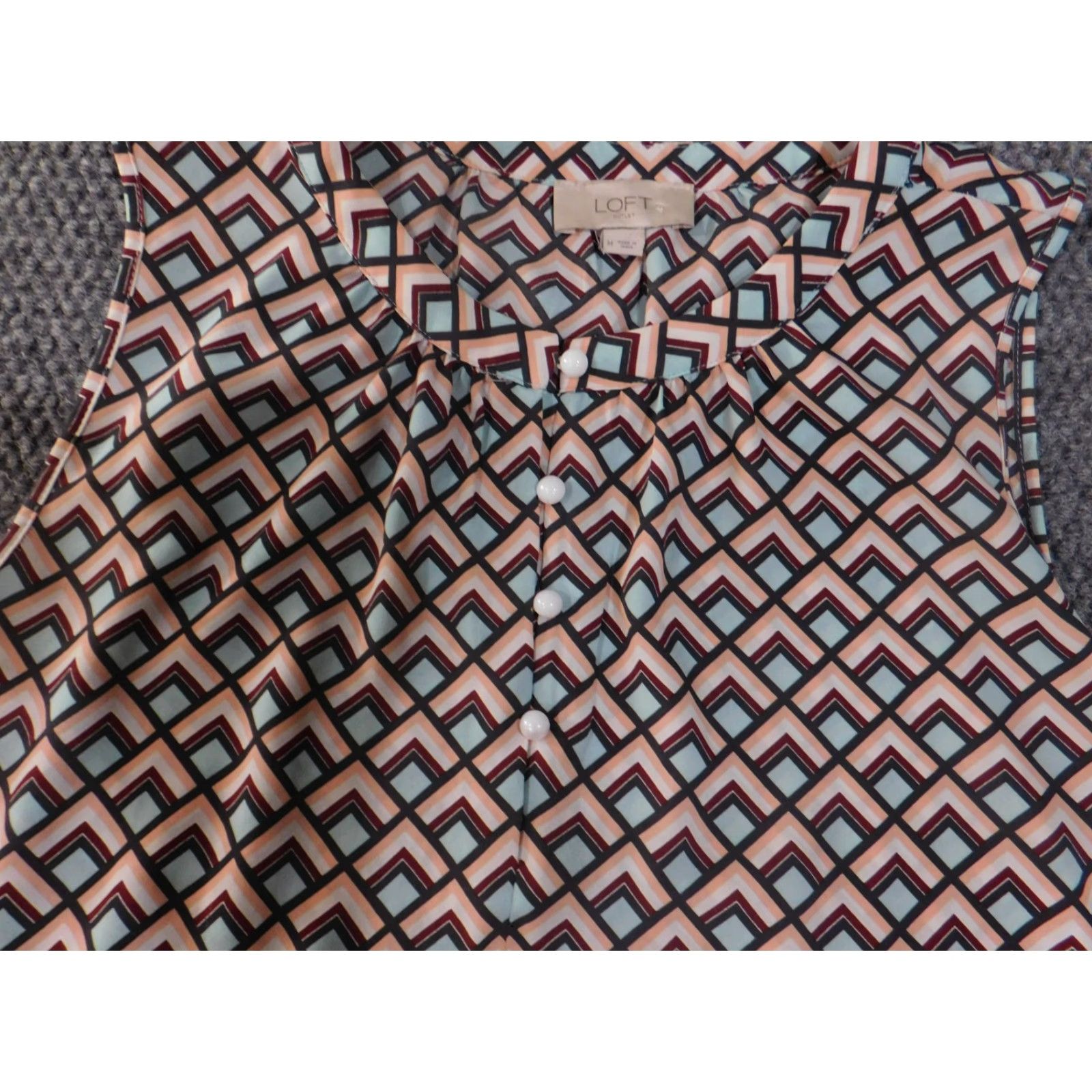Loft LOFT Outlet Blouse Womens Medium Multicolor Geometric Print Sleeveless Button Top Shirt Size M / US 6-8 / IT 42-44 - 6 Thumbnail