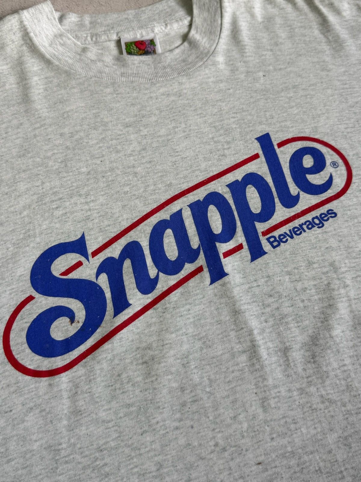 Fruit Of The Loom Vintage Snapple Beverages T Shirt Tee Big Logo Rare 80s Size US XL / EU 56 / 4 - 4 Thumbnail