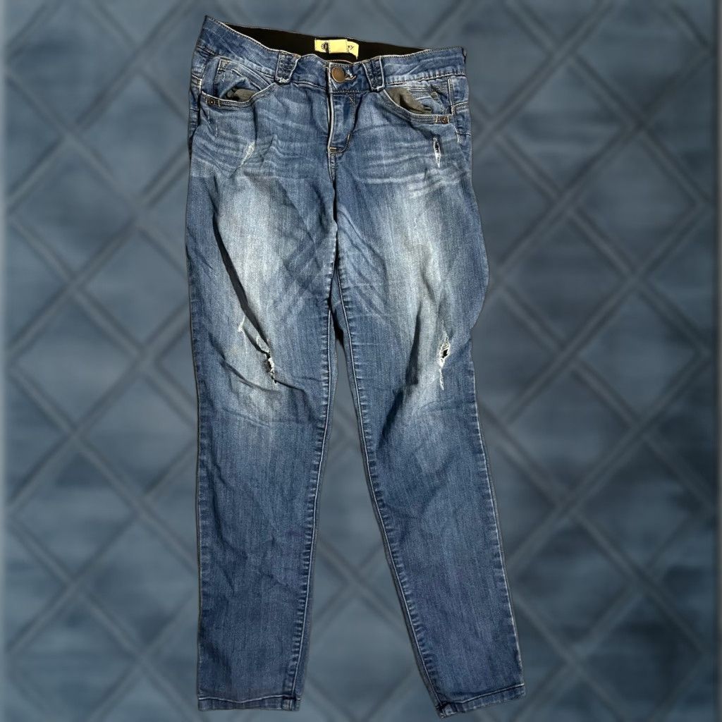 Vintage DEMOCRACY Jeans Skinny Pants Sz 6 Blue Ab Technology Pockets Cotton Stretch Twill Women Regular Rise 26.5" Inseam 26.5" Vintage: No Size 28" / US 6 / IT 42 - 1 Thumbnail