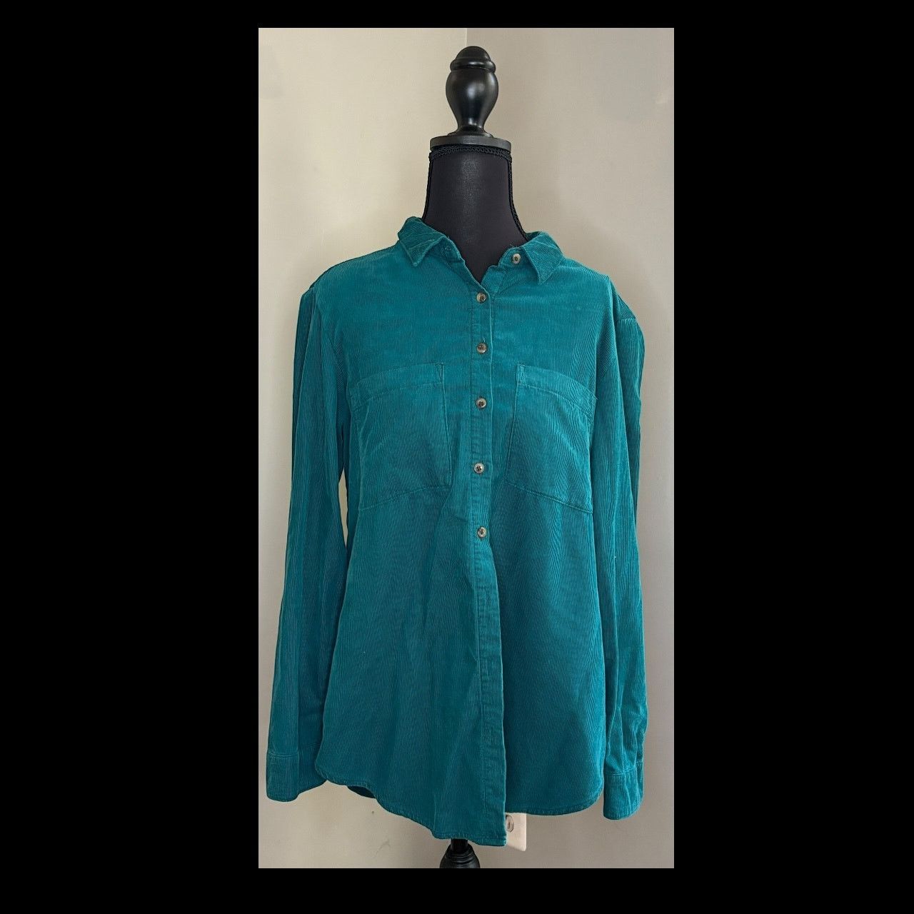 Anthropologie Anthropologie Soft Corduroy Teal Button Down Shirt Size S / US 4 / IT 40 - 2 Thumbnail