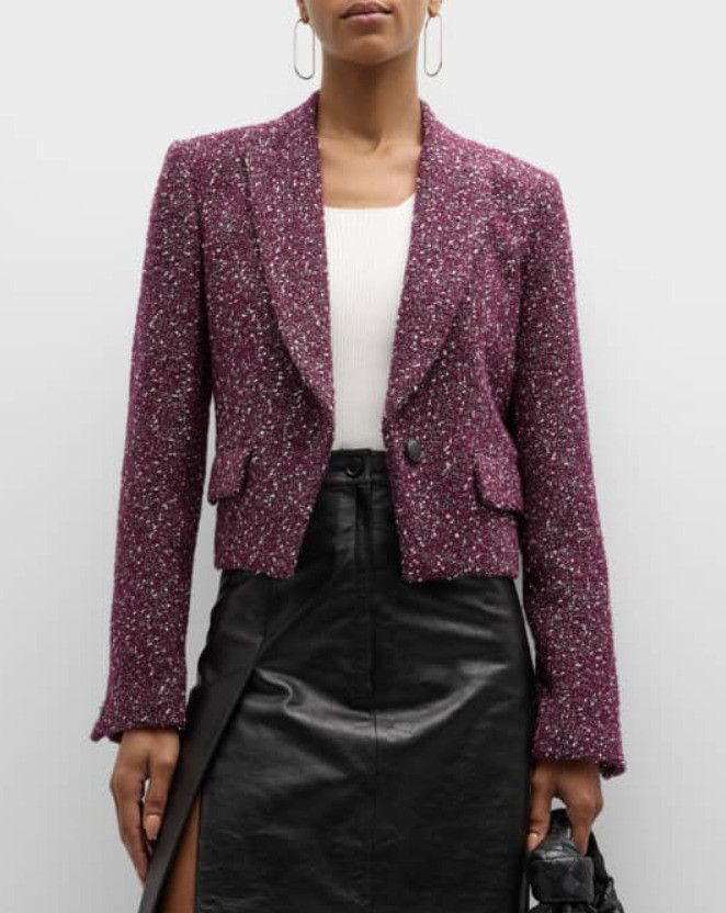Rag & Bone Rag & Bone New York Valerie Tweed Blazer Burgundy ( 6 ) Size M / US 6-8 / IT 42-44 - 1 Thumbnail