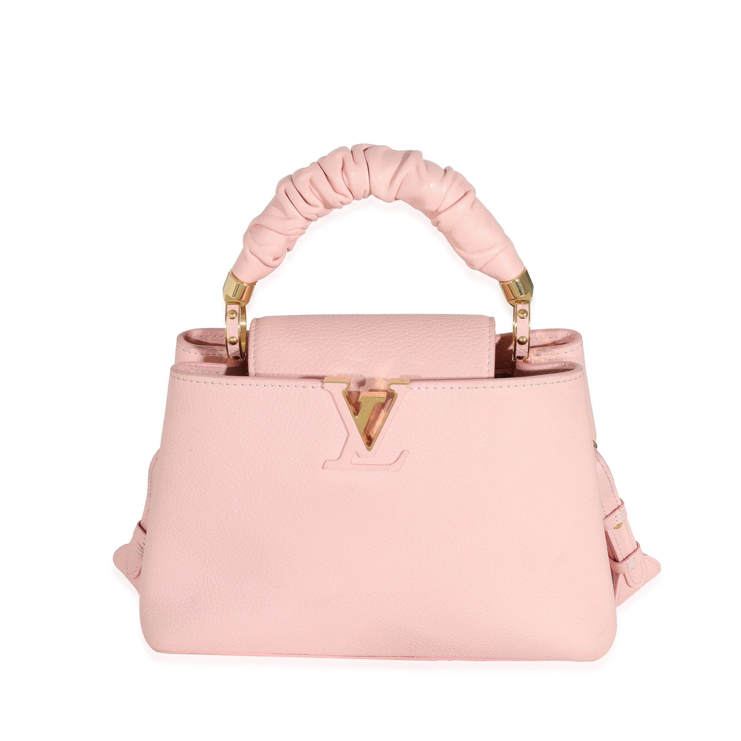 image of Louis Vuitton Bubble Gum Pink Taurillon Scrunchie Capucines Bb, Women's