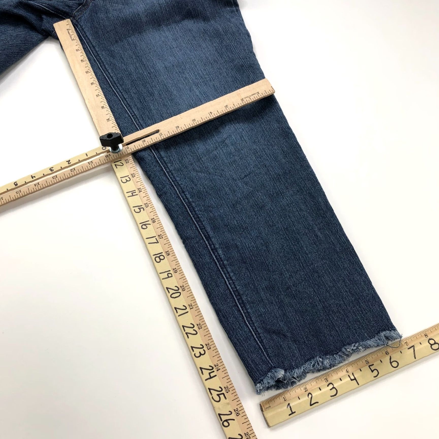 Vintage Democracy Jeans 12 High Rise Raw Hem Cut Off 5-Pocket Denim Blue Womens Regular Denim Blend Stretch Jeans Modern Vintage Style 90s Inspired Size 34" / US 12 / IT 48 - 4 Thumbnail
