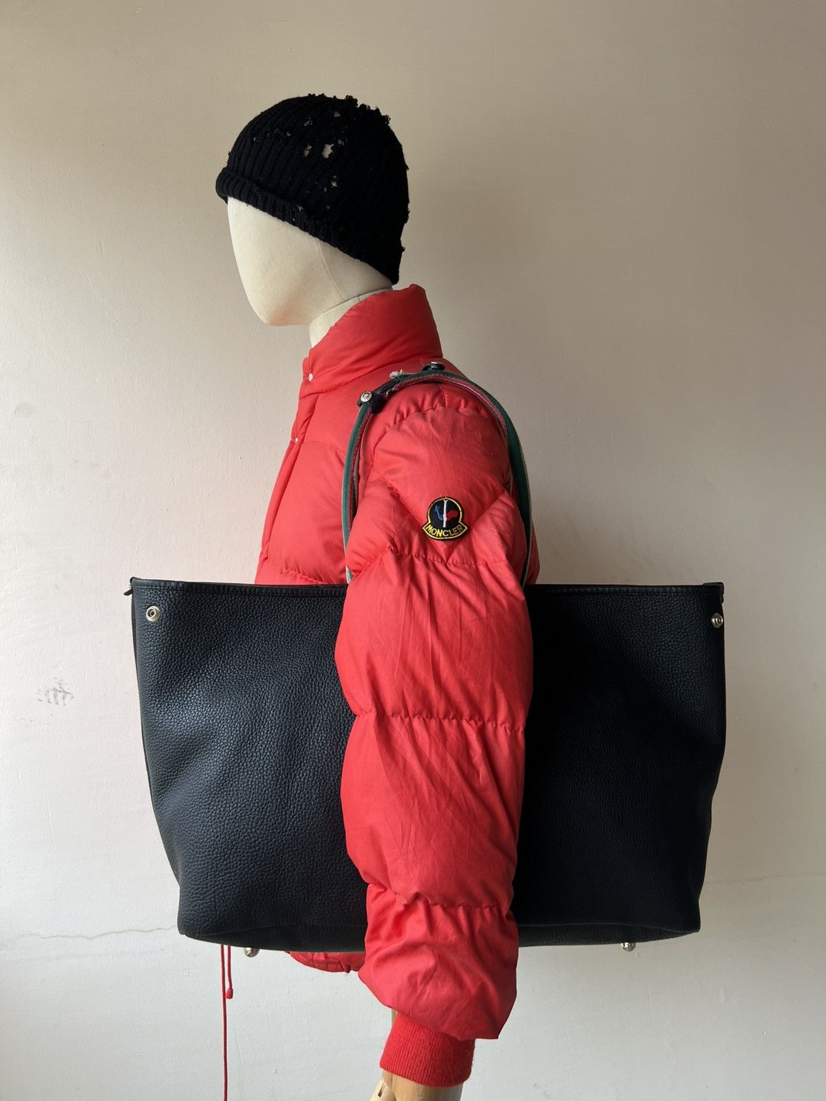 Leather Furbo Design Japan Patina Black Leather Huge Tote Bag Size ONE SIZE - 1 Thumbnail