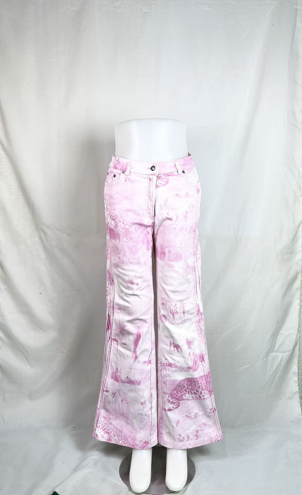 image of s Animal Printed Denim Pants in Pink, Women's (Size 30)