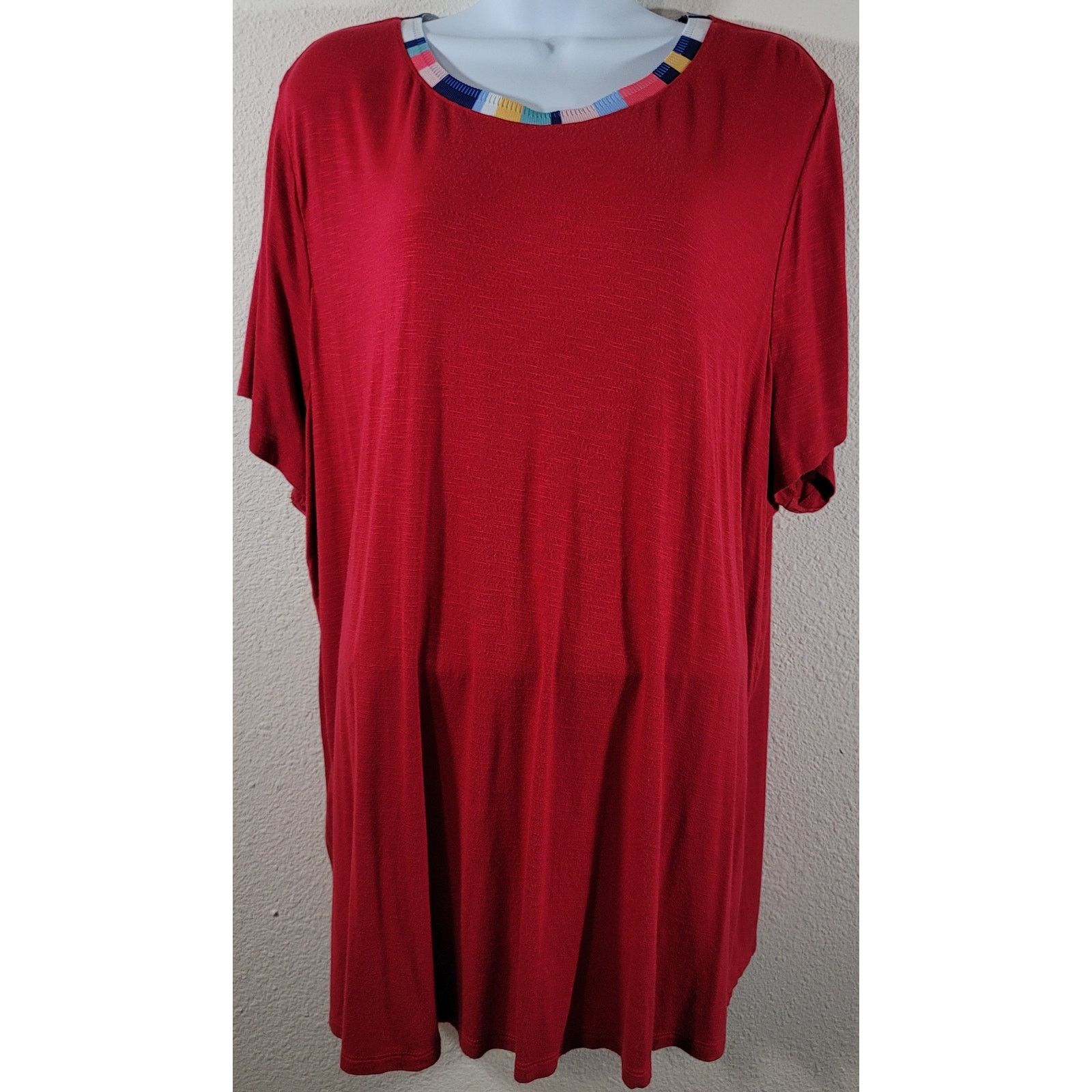 Other Lane Bryant Red Slub Knit Top 22 24 Lightweight Soft Size 4XL / US 24-26 - 1 Thumbnail