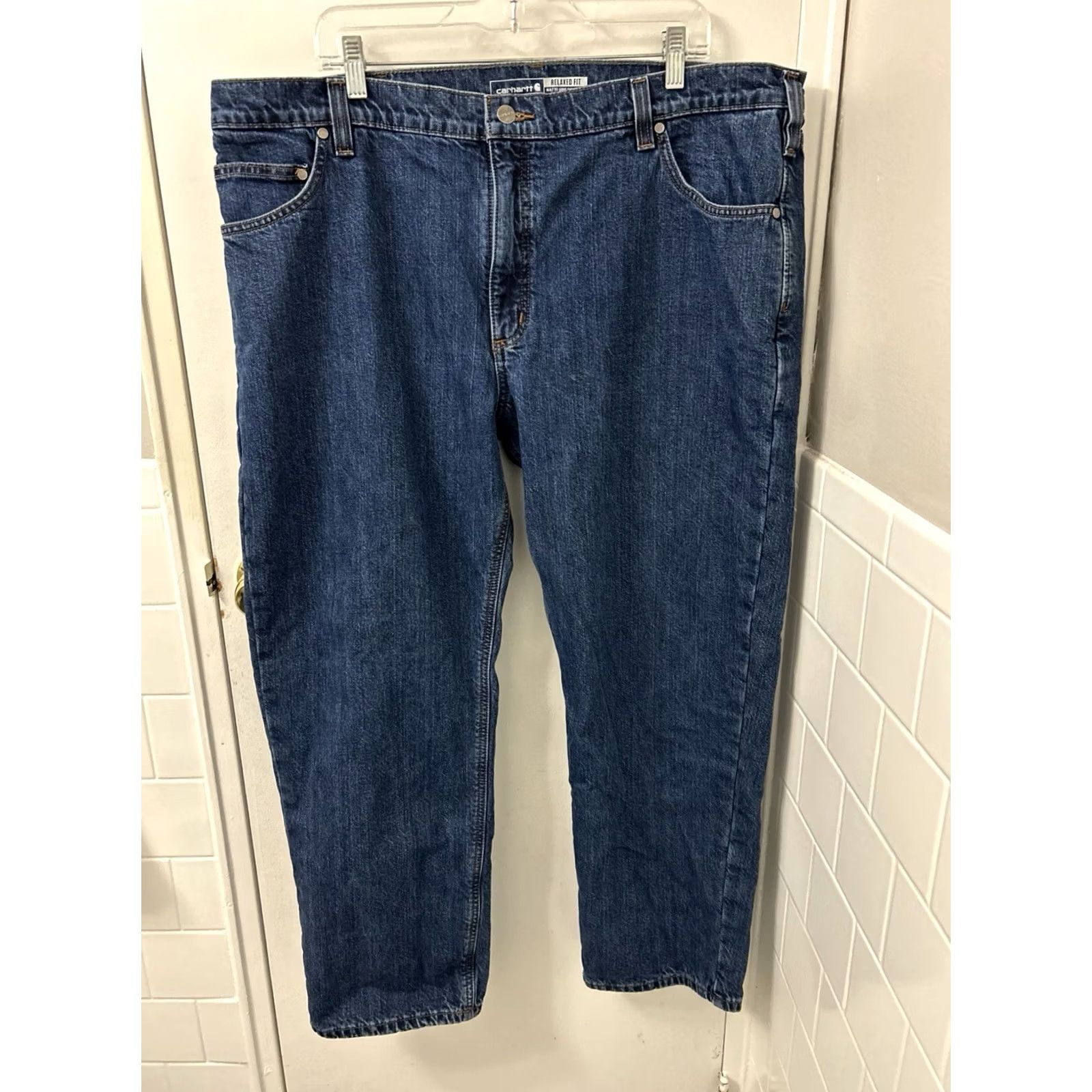 Carhartt Carhartt Jeans Mens 42x30 Blue Relaxed Fit 5-Pocket Denim Work Pants YKK Straight Inseam 30 Size US 42 / EU 58 - 2 Thumbnail