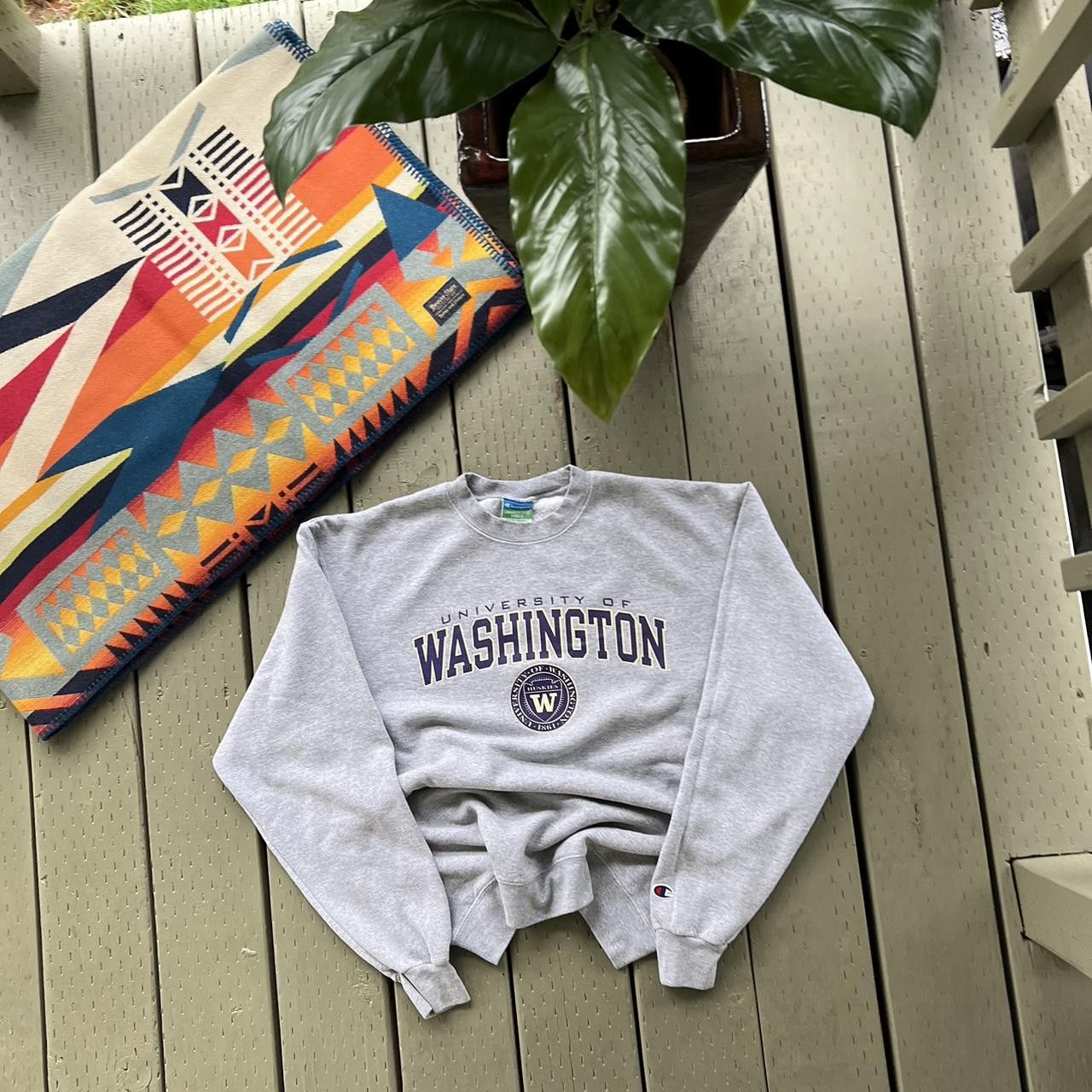 Champion × Vintage Vintage 90s Washington Huskies University Grey Sweatshirt Size US L / EU 52-54 / 3 - 3 Thumbnail