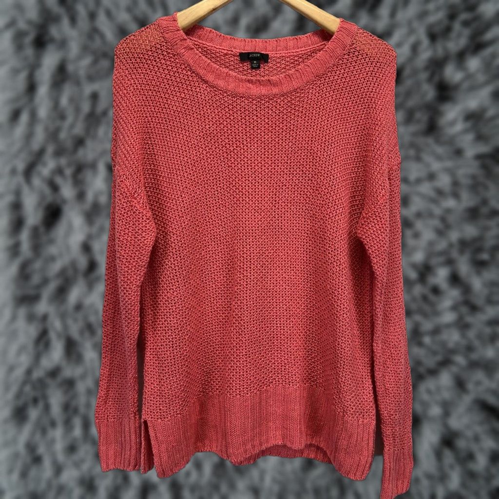 J.Crew J. CREW 100% Linen Sweater Medium Coral Casual Beach Womens Size M / US 6-8 / IT 42-44 - 1 Thumbnail