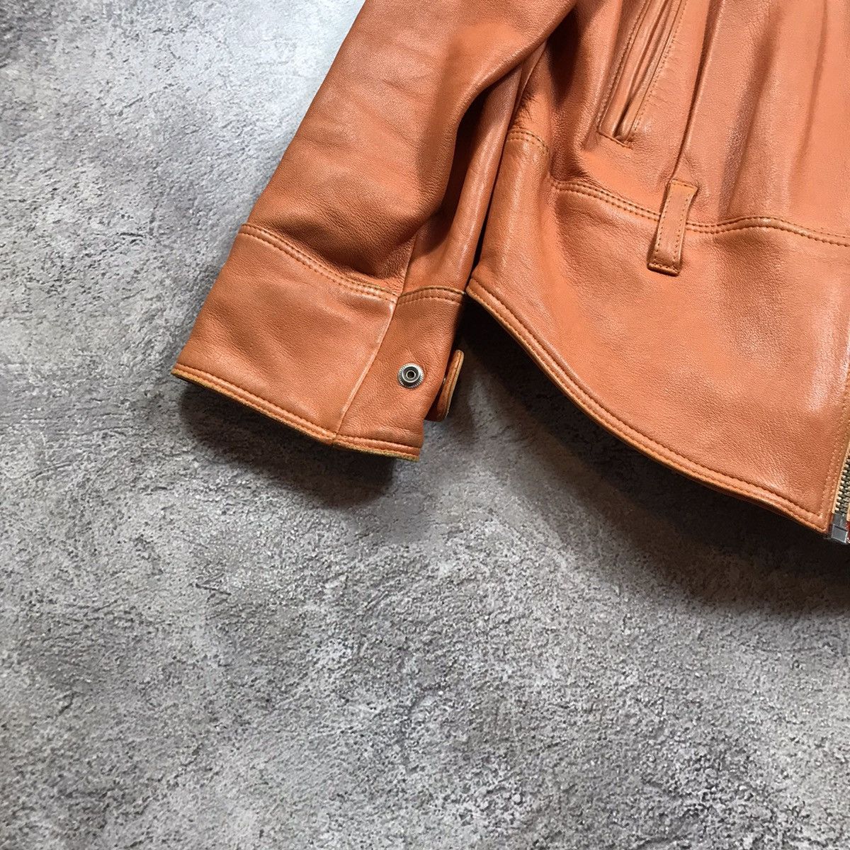 Vintage Vintage 90s Tan Leather Jacket Streetwear Workwear Relaxed M Size M / US 6-8 / IT 42-44 - 5 Thumbnail