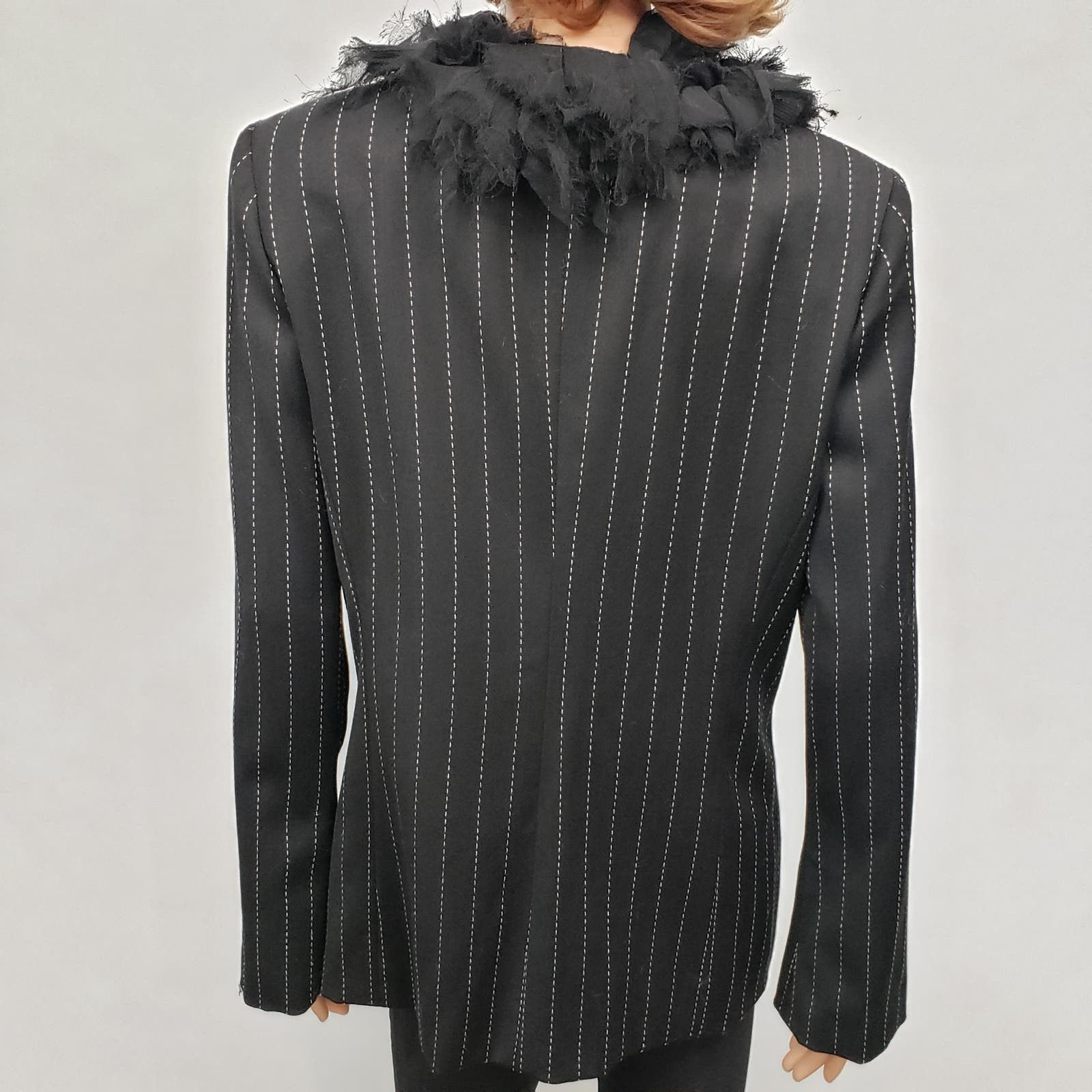 Vintage Pamela Vanderlinde Zone Blazer Jacket Pinstriped Ruffled 8 Size M / US 6-8 / IT 42-44 - 8 Thumbnail
