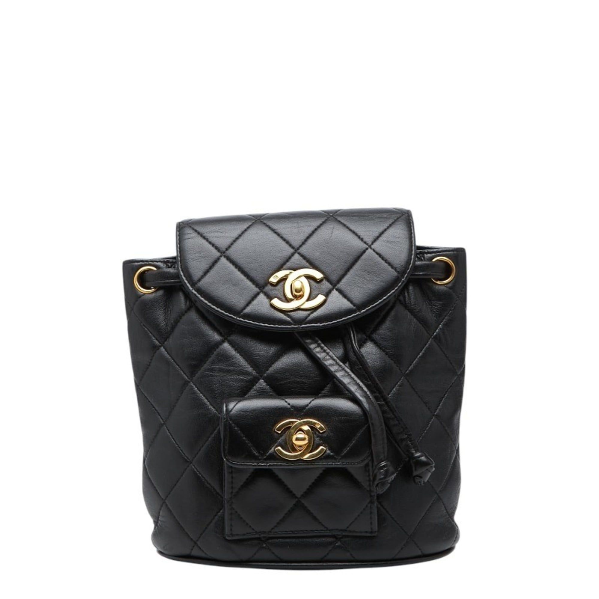 Chanel CHANEL Coco Mark Matelasse Mini Backpack A10177 Black Lambskin Women's Size ONE SIZE - 1 Thumbnail