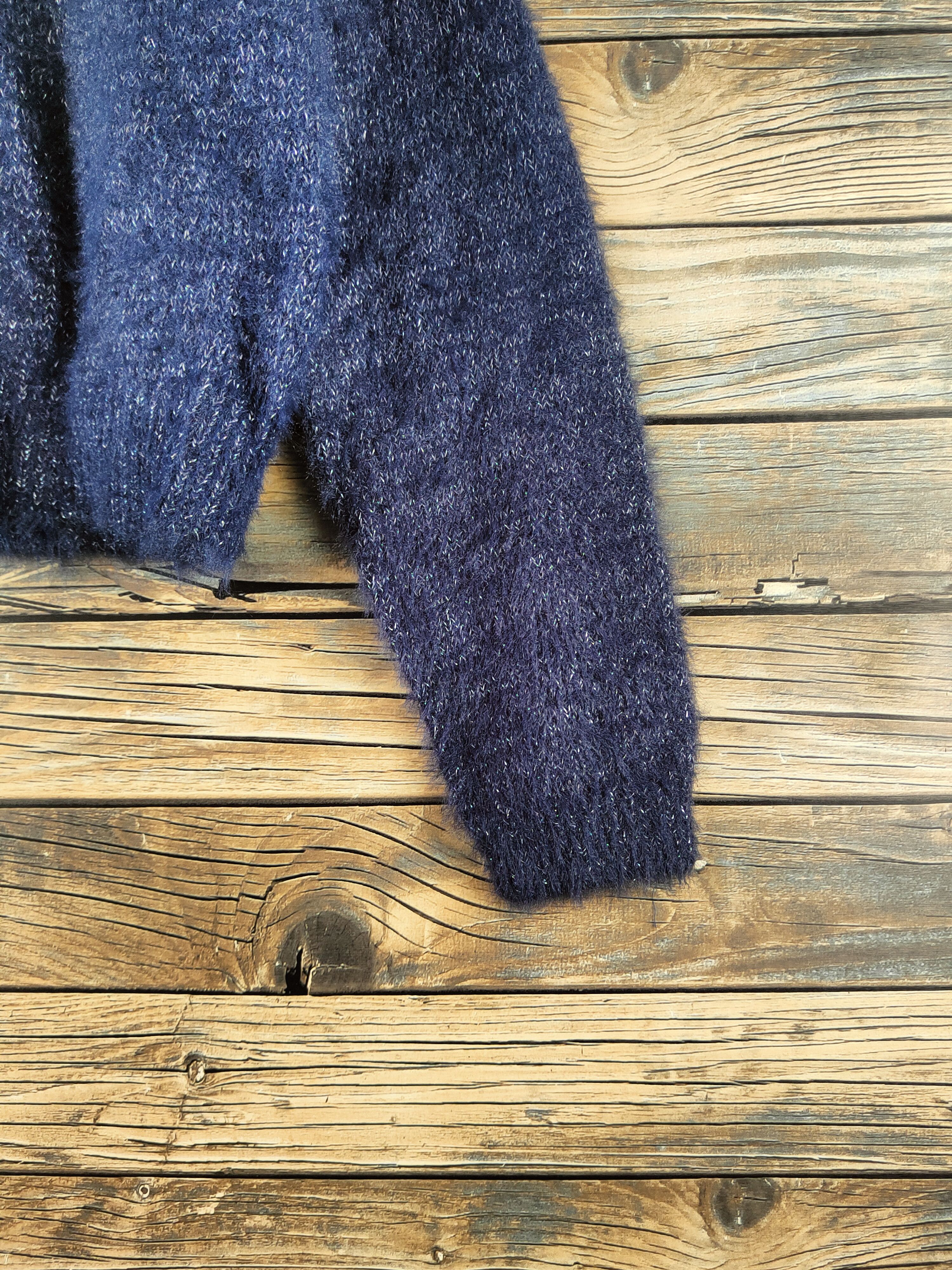 Japanese Brand DL Myu Dark Blue Fur Mohair Knitwear #46-995 Size US M / EU 48-50 / 2 - 6 Thumbnail