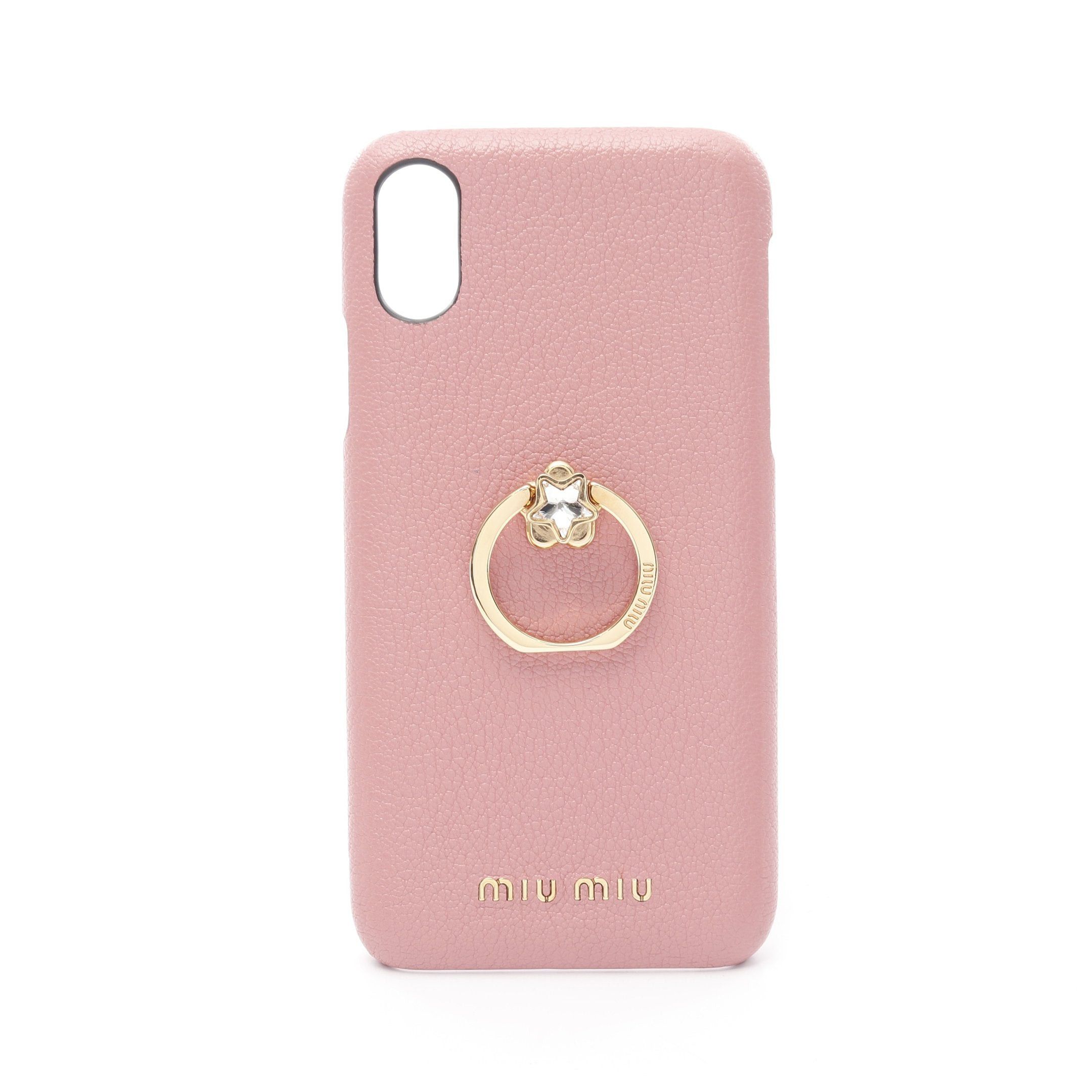 Miu Miu Miu Miu Madras Star Ring Iphone Case Leather Pink Size ONE SIZE - 1 Thumbnail