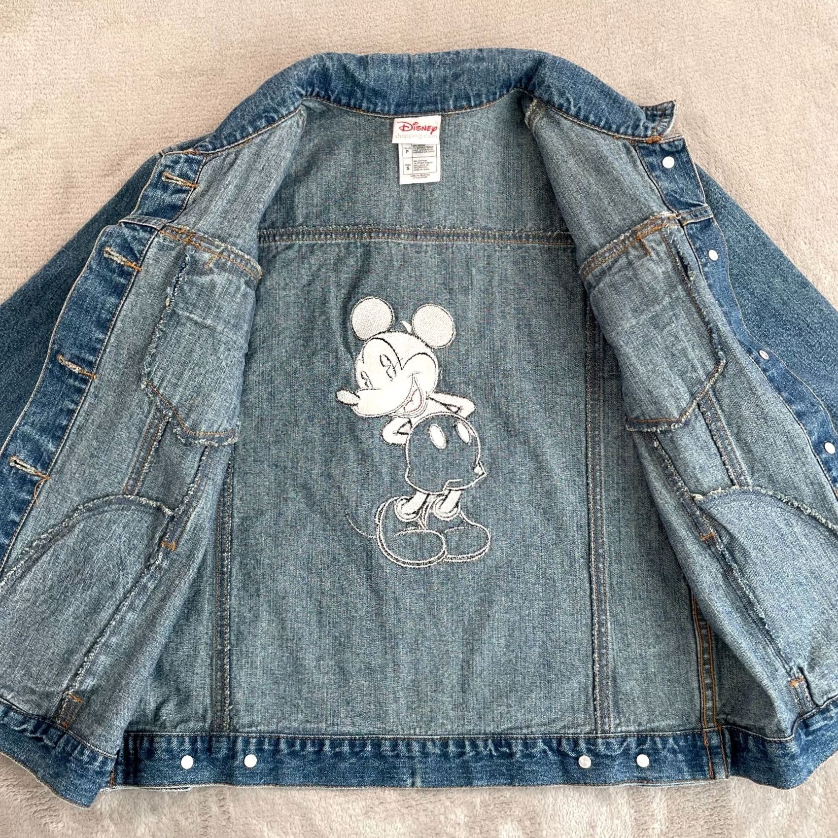 Disney VINTAGE Disney Mickey Mouse Denim Jacket Women Small Blue Embroidered Logo Trucker Size 28" / US 6 / IT 42 - 5 Thumbnail