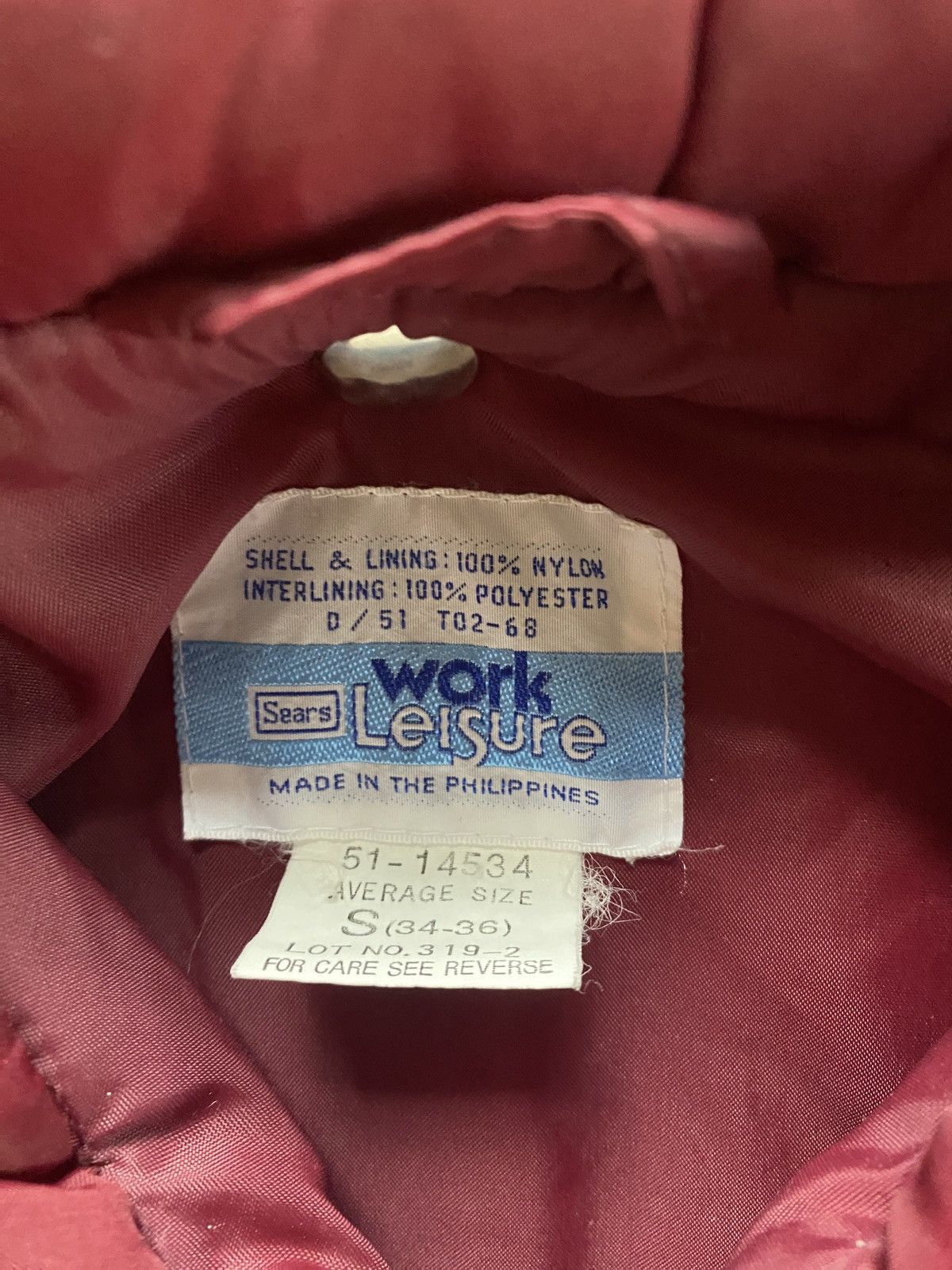 Sears × Vintage Vintage 70’s Sears Vertical Puffer Burgundy Full Zip Jacket Size US S / EU 44-46 / 1 - 10 Thumbnail