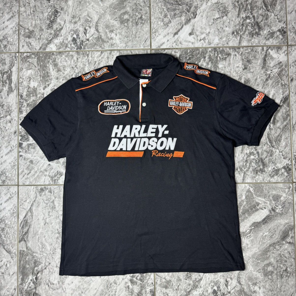 Harley Davidson × Vintage Harley Davidson Moto Racing Polo T-shirts Size US L / EU 52-54 / 3 - 1 Thumbnail