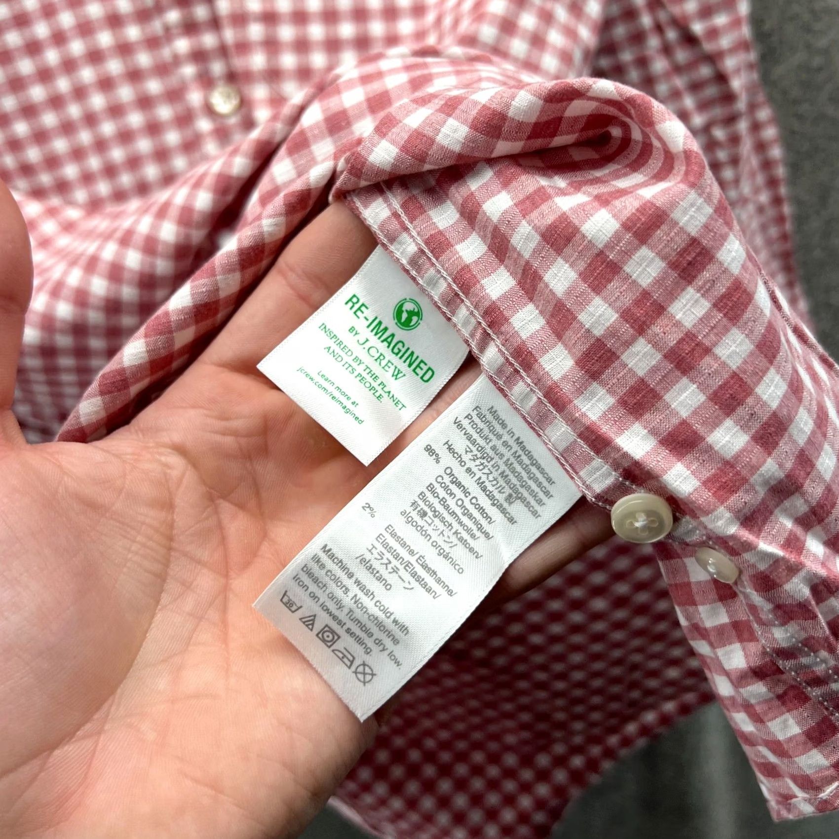 J.Crew VINTAGE J.CREW Shirt Mens Medium Red White Button Down Stretch Slim Fit Windowpane Check Size US M / EU 48-50 / 2 - 7 Thumbnail