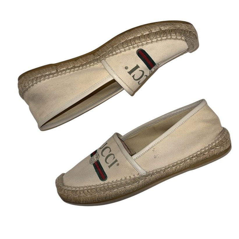 Gucci Gucci Charlotte Platform Cream Canvas Espadrilles Size 39 Size US 9 / IT 39 - 9 Thumbnail