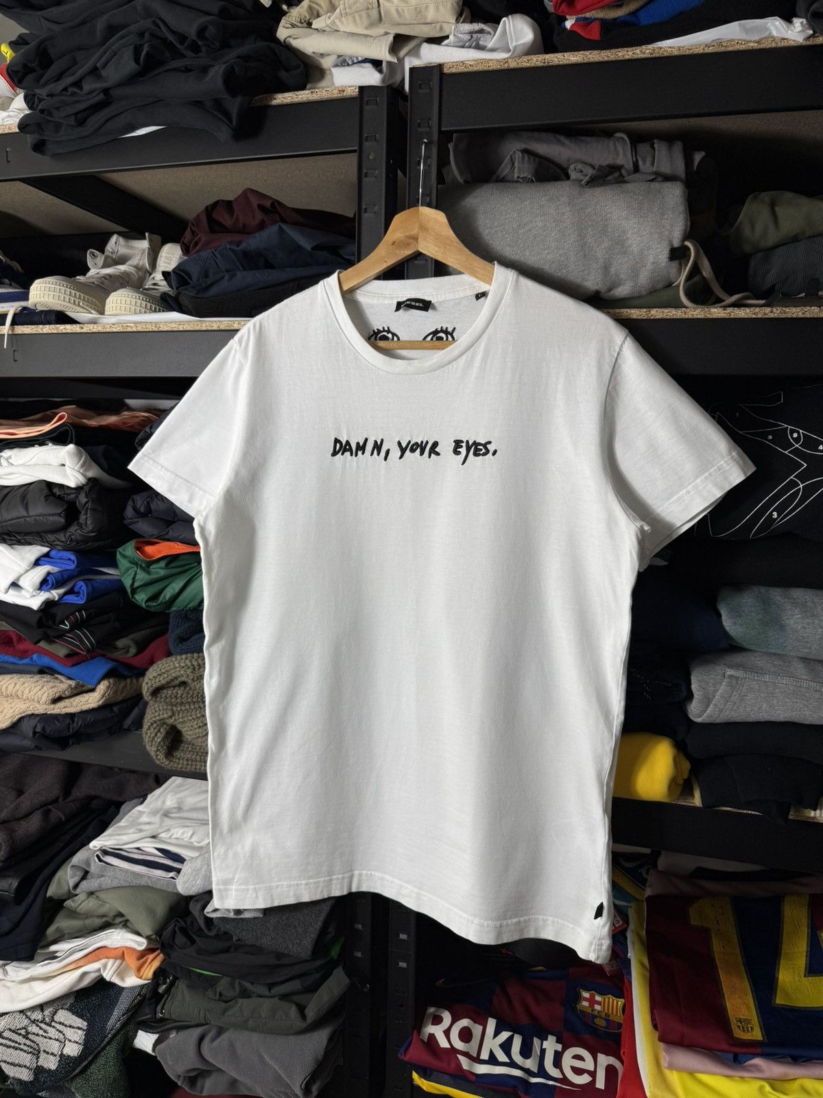 Diesel Diesel Graphic T-Shirt “Damn Your Eyes” White Tee Streetwear Size US L / EU 52-54 / 3 - 1 Thumbnail