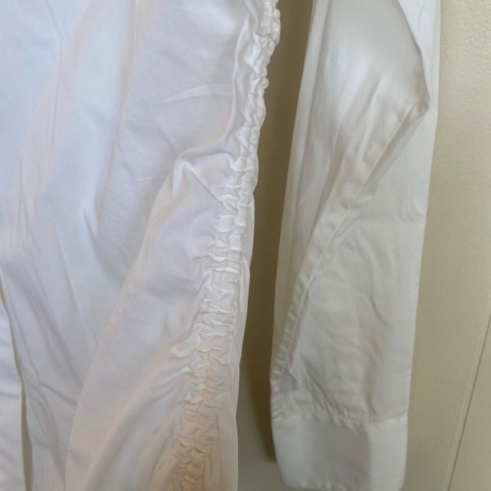 Bcbgmaxazria BCBG Max Azria White Button Down Shirt Women’s Small Tie Det Size S / US 4 / IT 40 - 3 Thumbnail