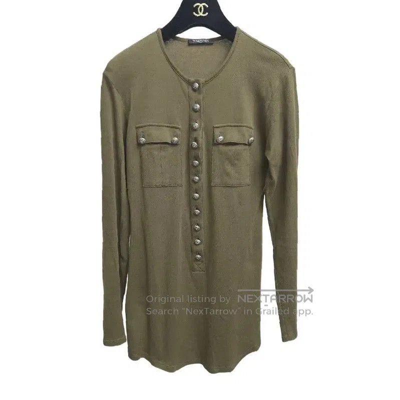 Balmain Balmain Olive Green Long Sleeve T-Shirt . Size M / US 6-8 / IT 42-44 - 1 Thumbnail