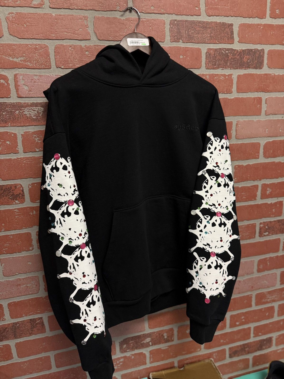 Spider SP5DER Worldwide Gem Stone Rhinestone Hoodie Size M
