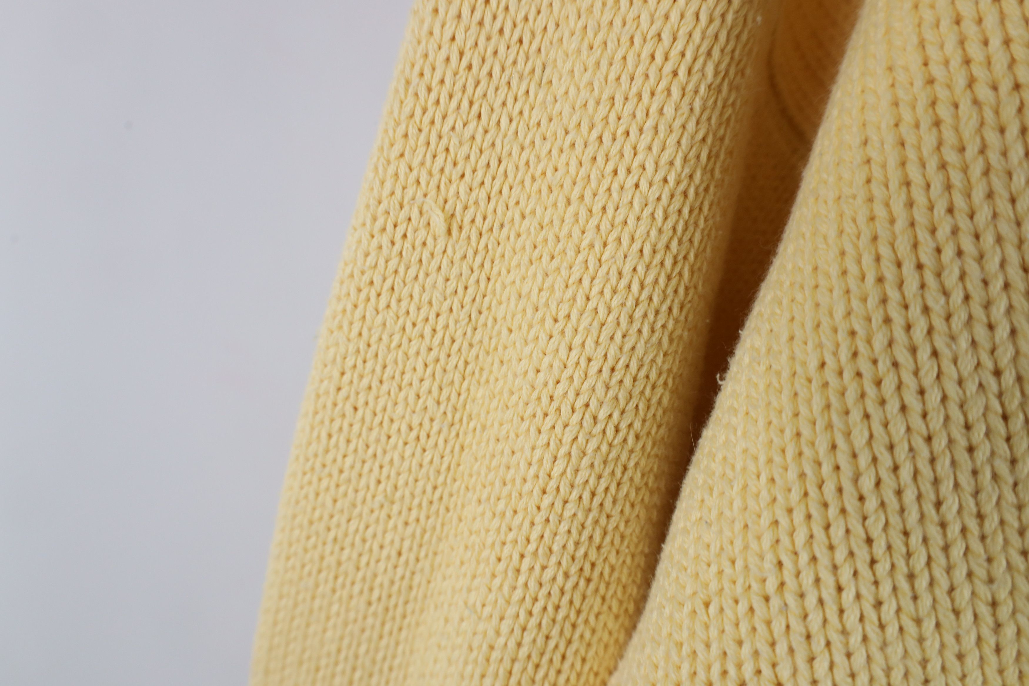Vintage Vintage 90s Streetwear Blank Cotton Knit Sweater Yellow Size US L / EU 52-54 / 3 - 6 Thumbnail