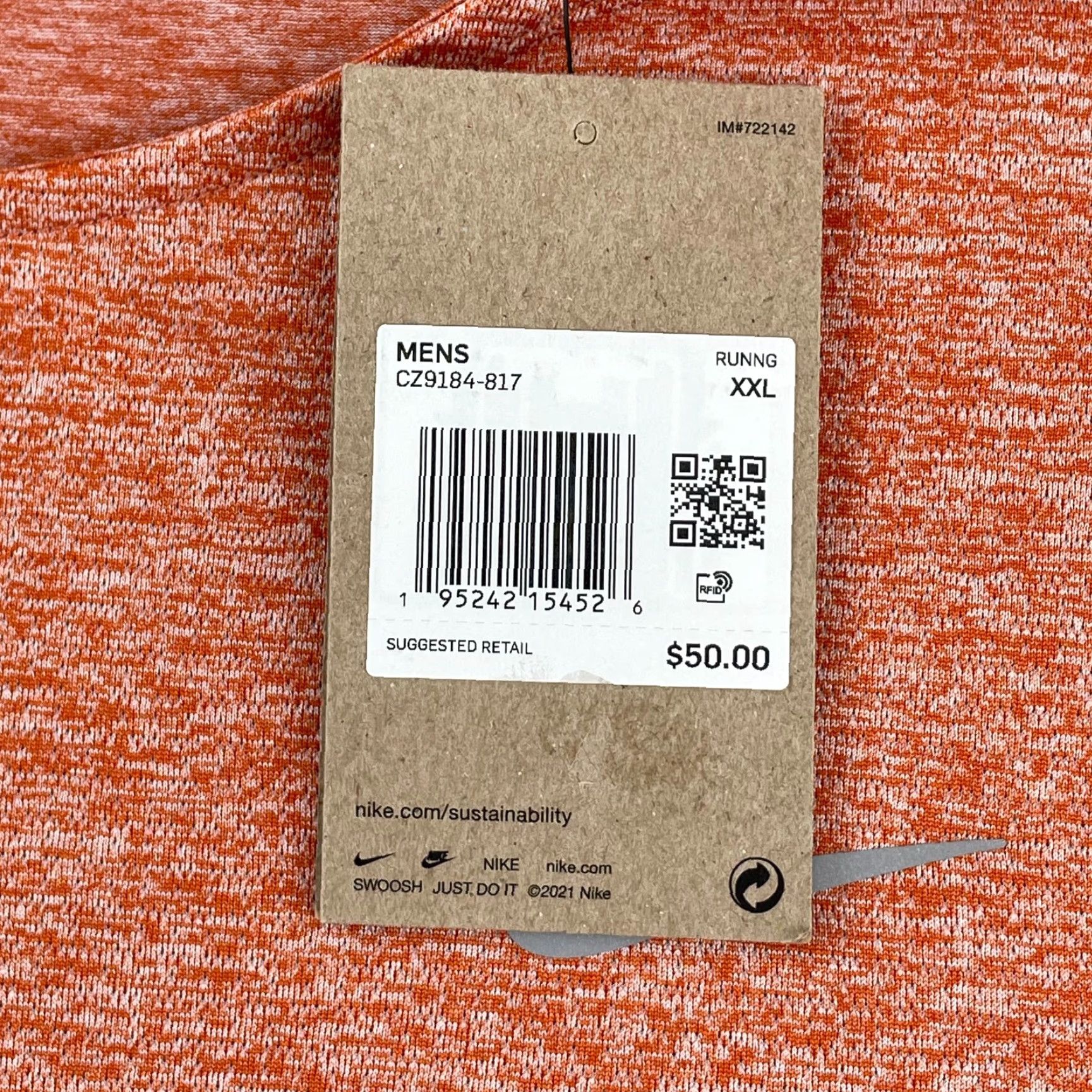 Nike Nike Rise 365 Running Top T Shirt Men 2XL Orange Dri-FIT Short Sleeve NWT Size US XXL / EU 58 / 5 - 4 Thumbnail
