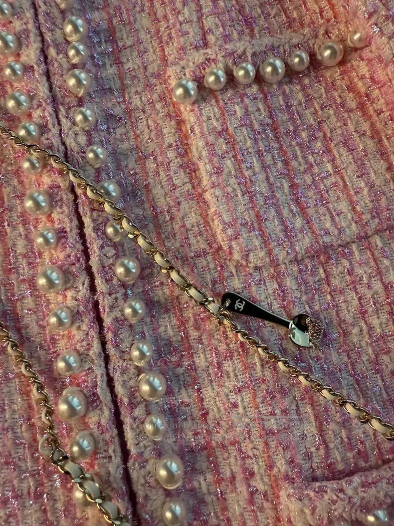 Chanel 25p pink pearls jacket