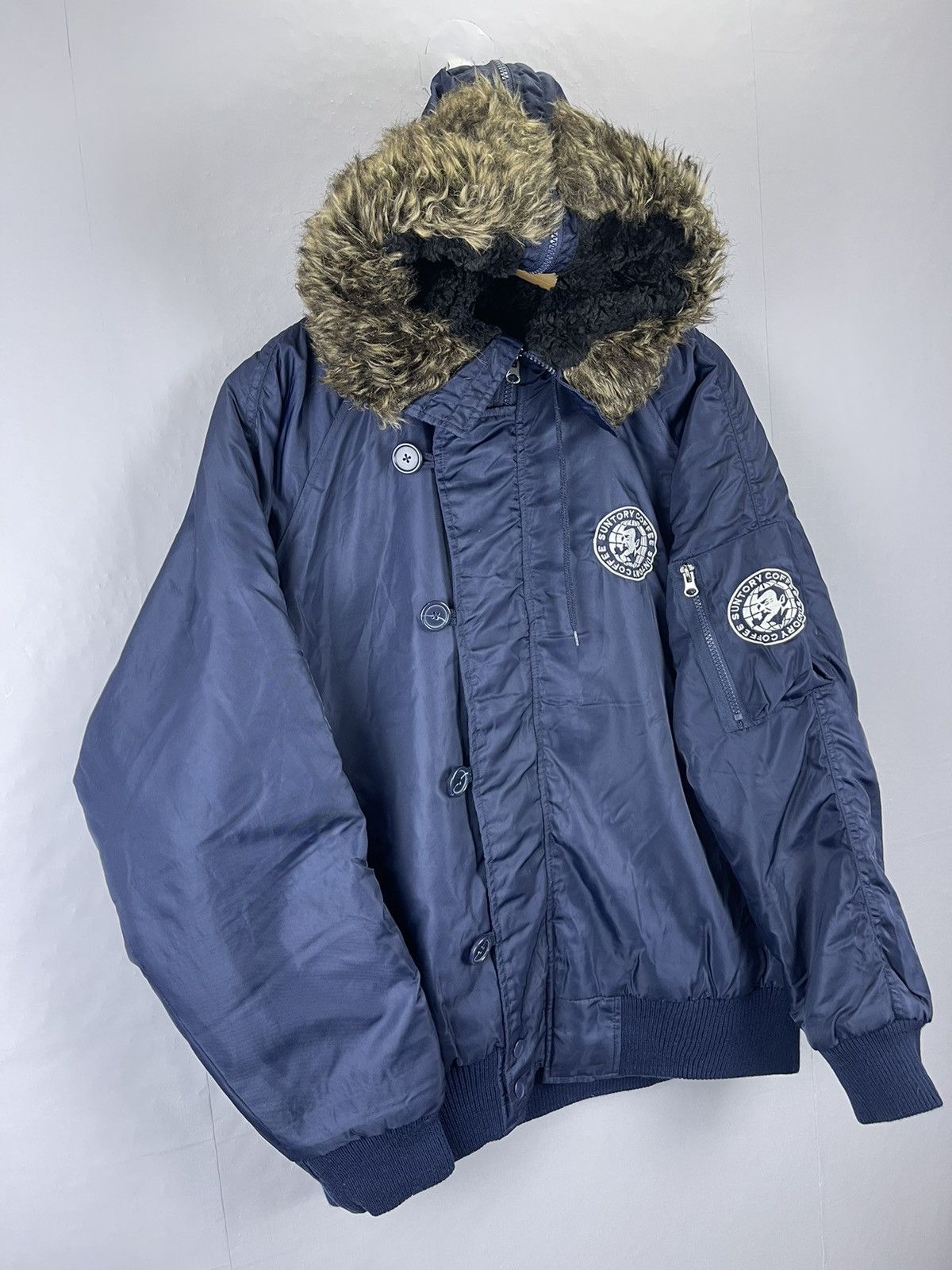 Vintage Vintage Suntory Coffee Faux Fur Hoodie Bomber Size US L / EU 52-54 / 3 - 4 Thumbnail