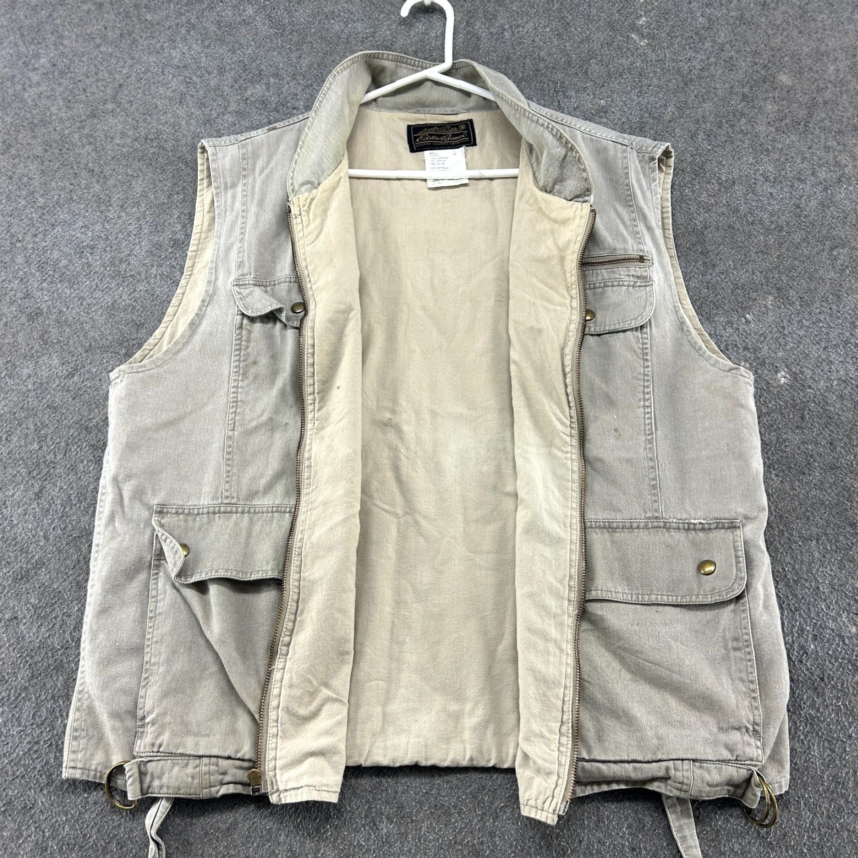 Eddie Bauer VINTAGE Eddie Bauer Vest Mens XL Beige Cotton Utility Pockets 90s Down Zip Pockets Military 90s Mens Size US XL / EU 56 / 4 - 3 Thumbnail