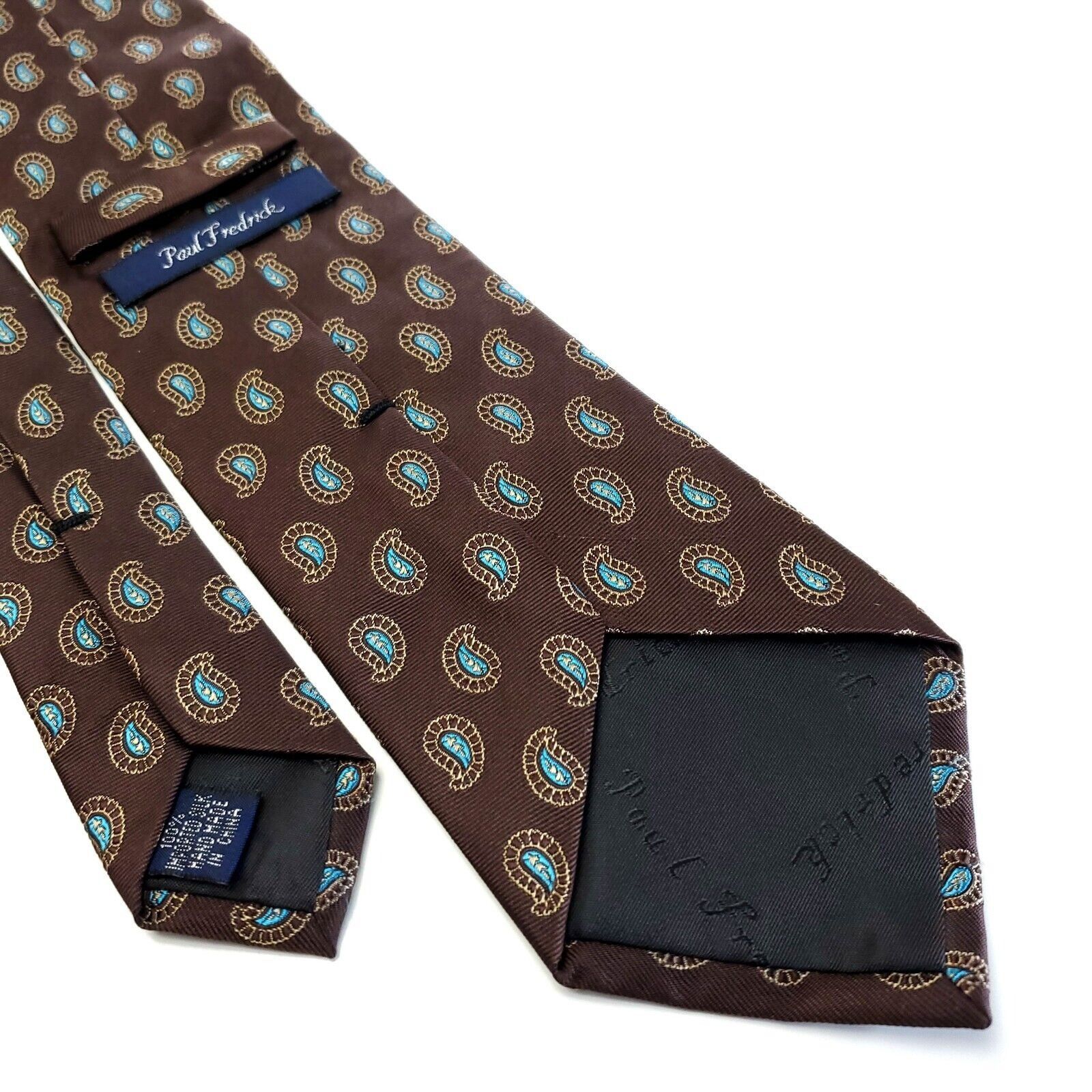 Paul Fredrick Paul Fredrick Brown Paisley Geometric Silk Tie Long Size ONE SIZE - 5 Thumbnail