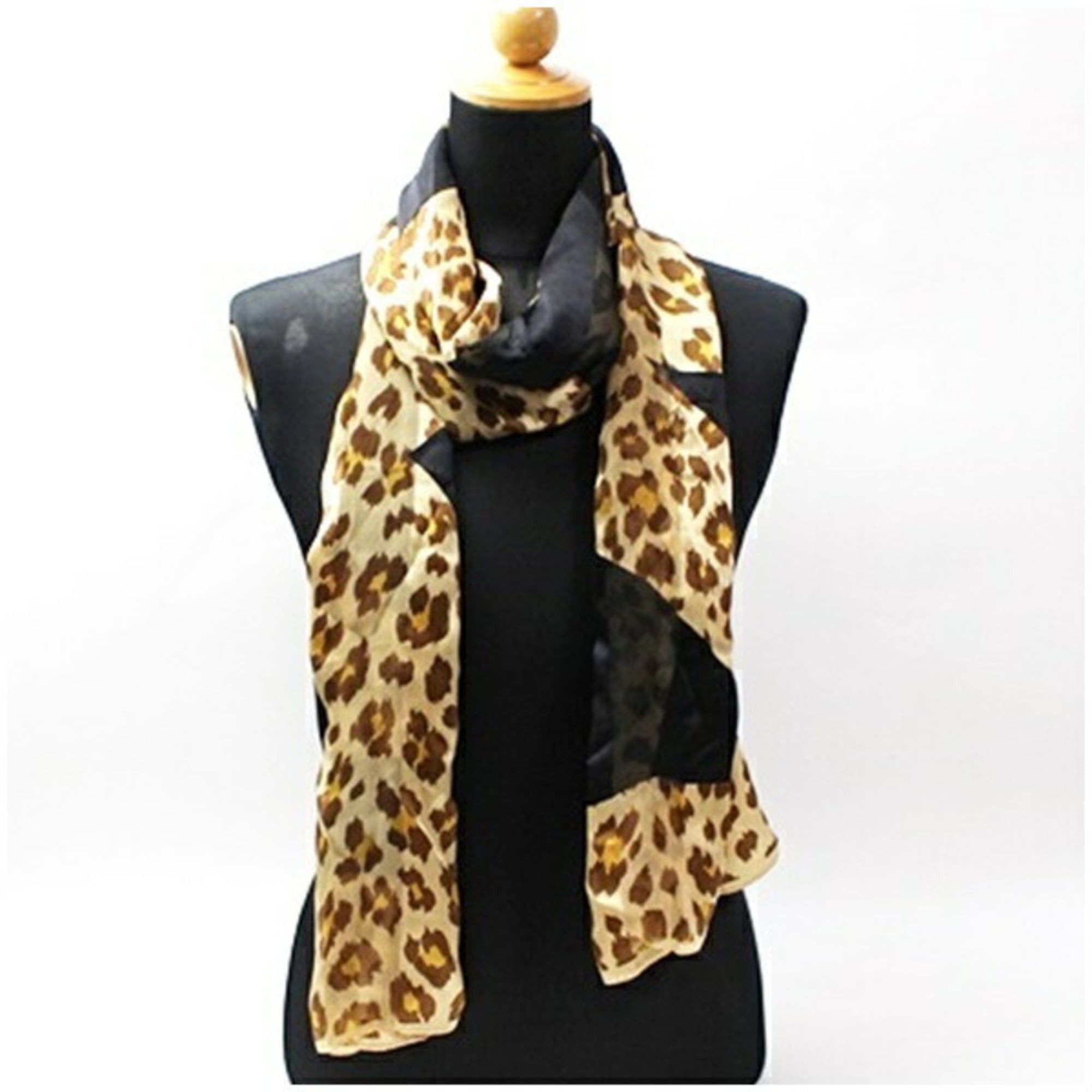 Yves Saint Laurent Yves Saint Laurent rectangular scarf, black and beige, leopard print, YVES SAINT LAURENT, women's. Size ONE SIZE - 1 Thumbnail