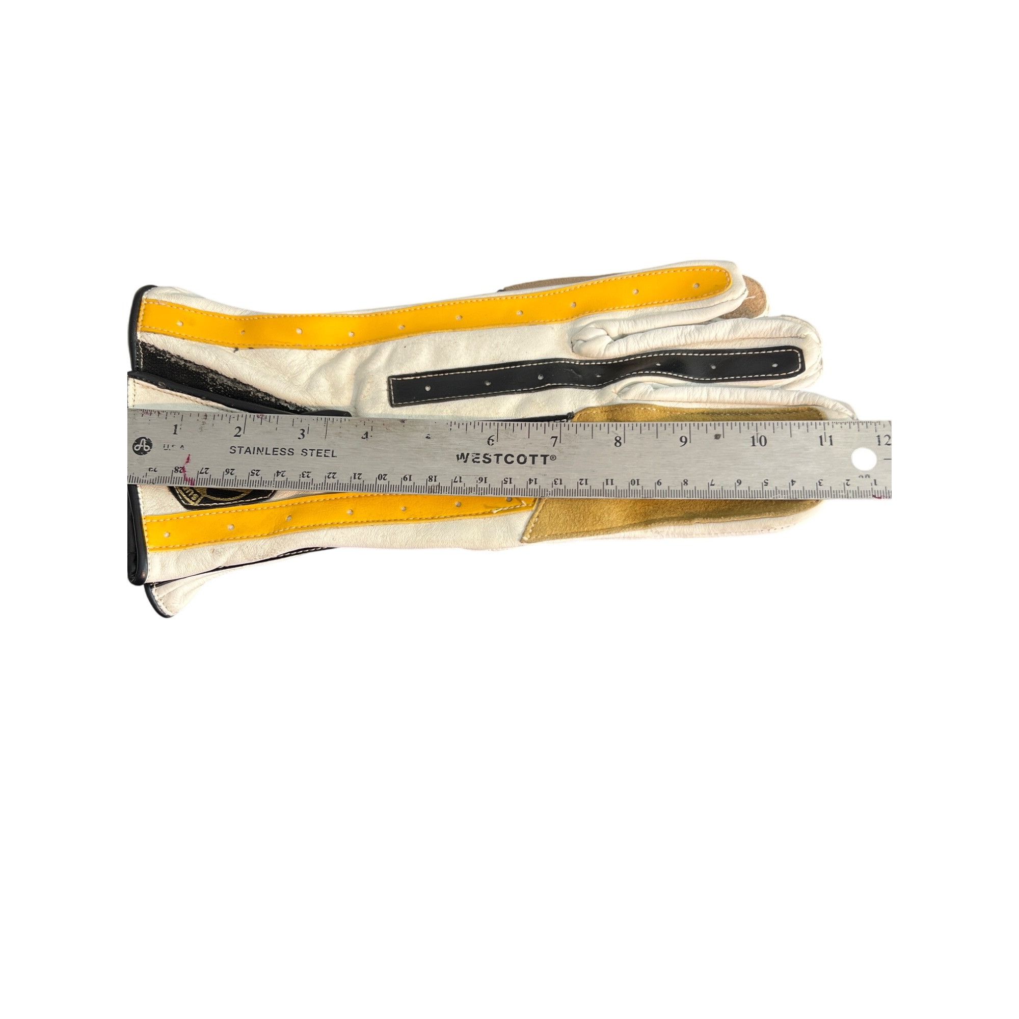 Other Vintage Supporters Club Leather Gloves White Black Yellow Ho Size ONE SIZE - 7 Thumbnail