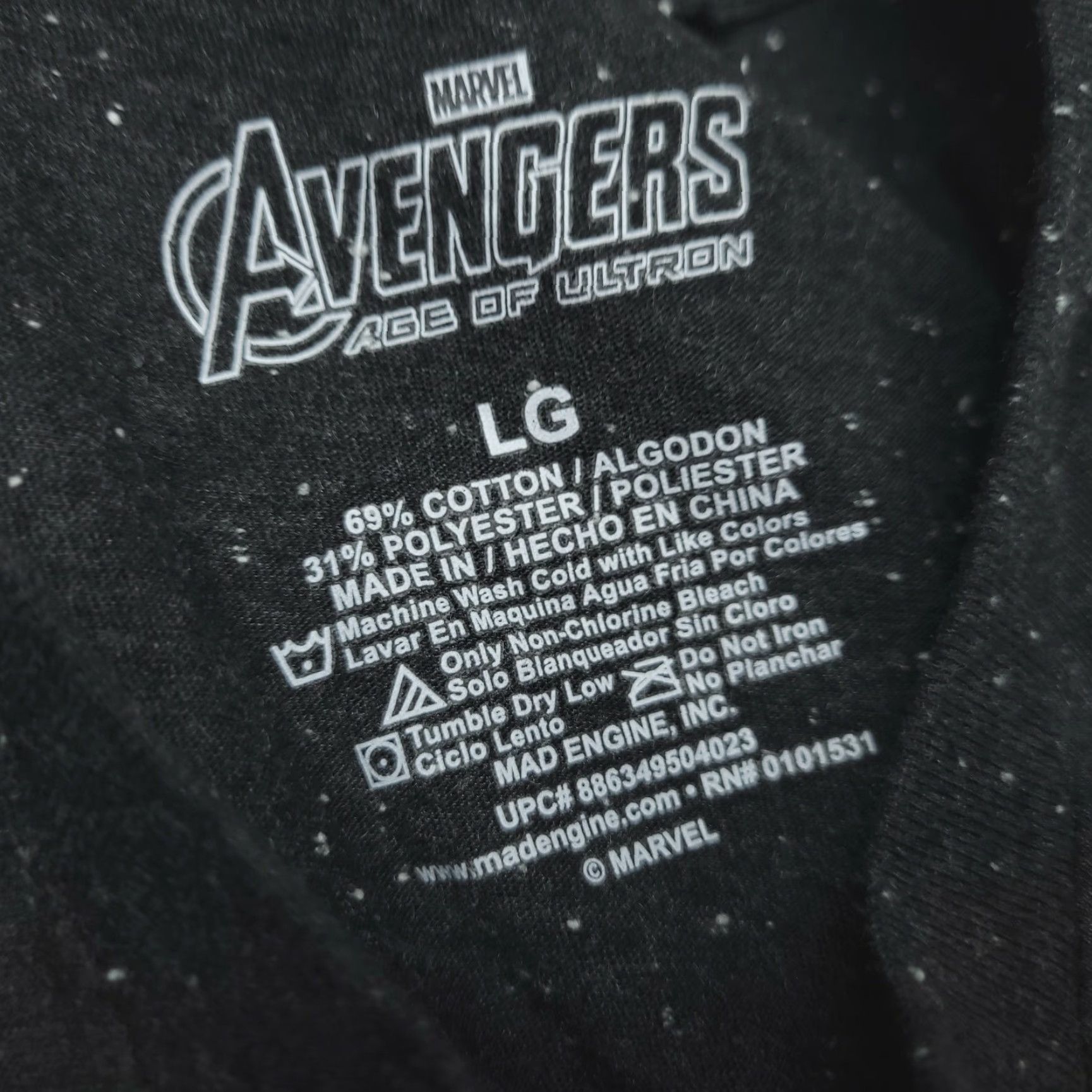 Vintage VINTAGE Marvel Avengers Age Of Ultron Movie Graphic Black T-Shirt Adult Large Mens Size US L / EU 52-54 / 3 - 7 Thumbnail