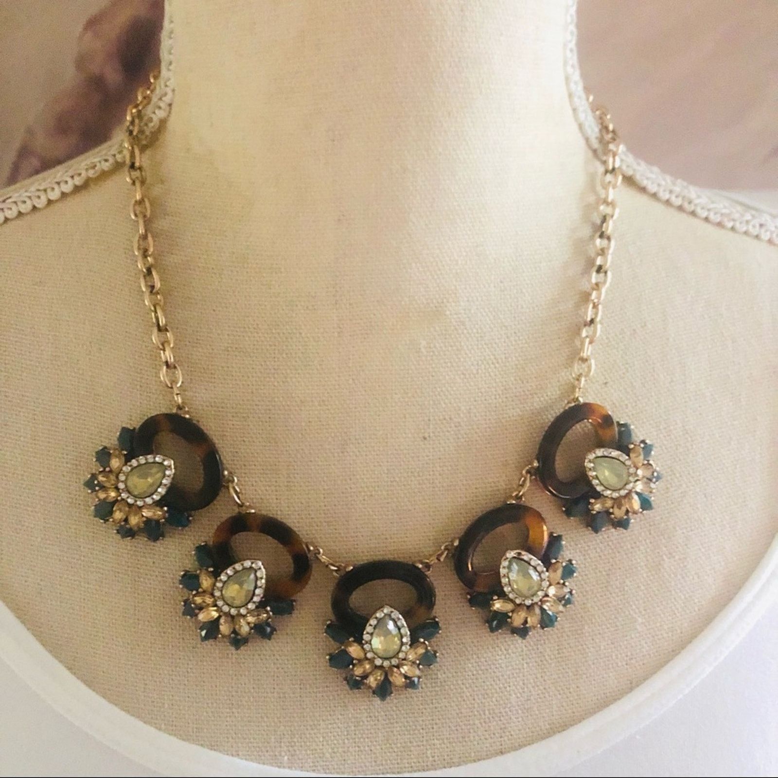 Jewelry Elegant multi tone glass stone animal print gem necklace Size ONE SIZE - 1 Thumbnail