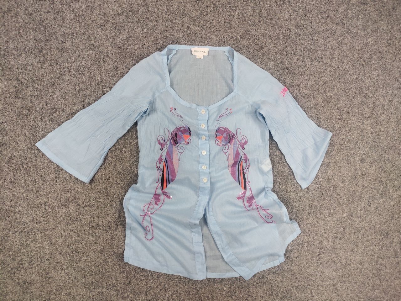 Diesel Vintage Diesel Blue Logo Y2K Button Shirt 1/4 Sleeves Blous Size S / US 4 / IT 40 - 10 Thumbnail