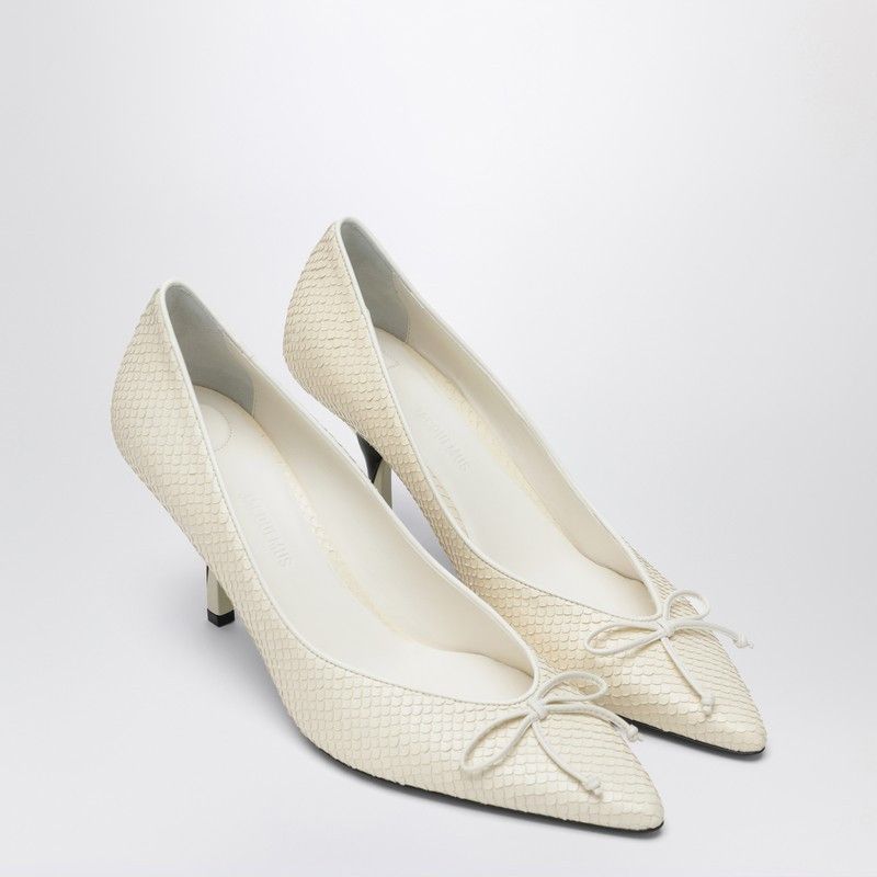 Jacquemus Jacquemus Ivory Python-Effect Embossed Leather Tourni Décolleté Size US 6 / IT 36 - 1 Thumbnail
