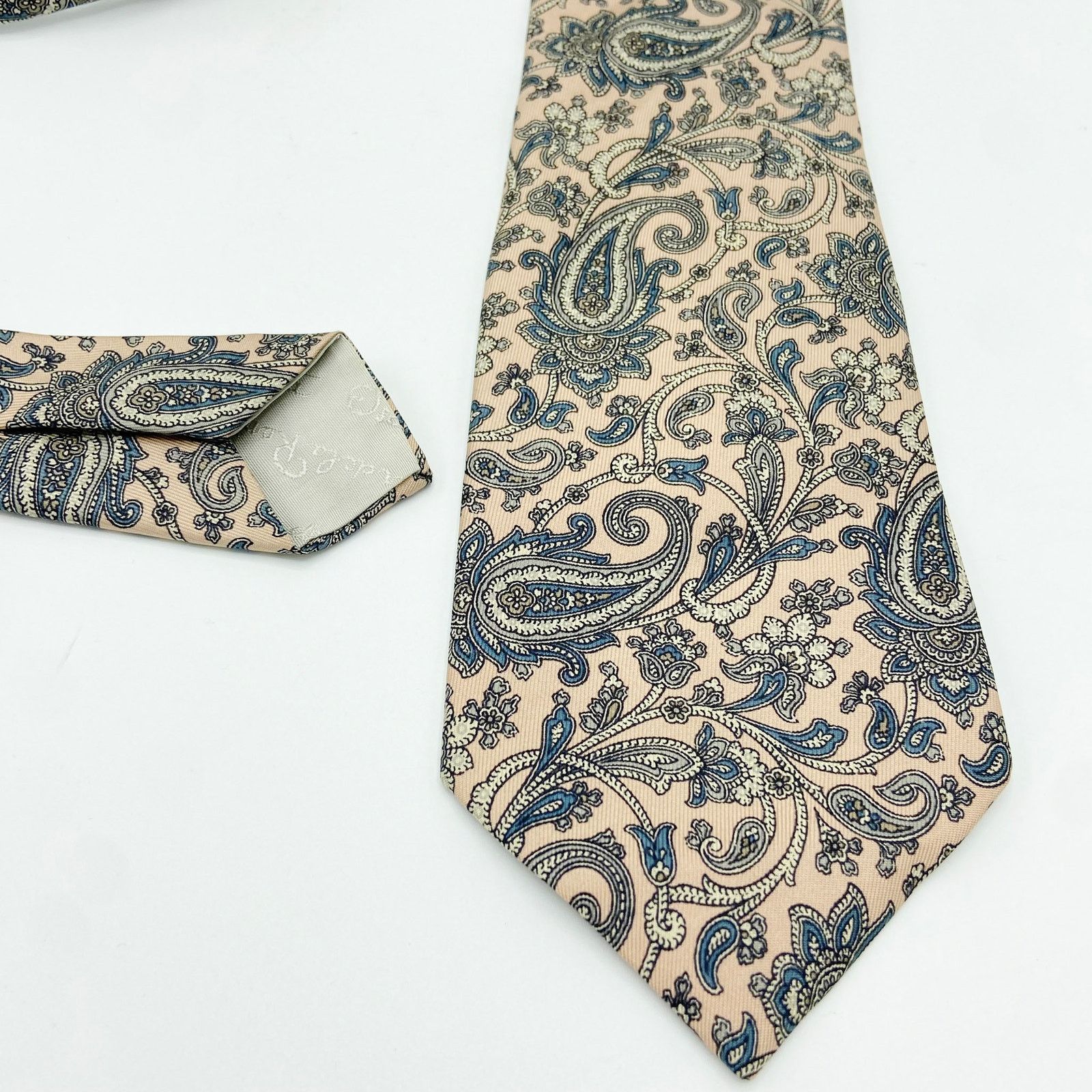 Oscar De La Renta Oscar de la Renta Silk Tie Pink Blue Paisley Jacquard Size ONE SIZE - 6 Thumbnail